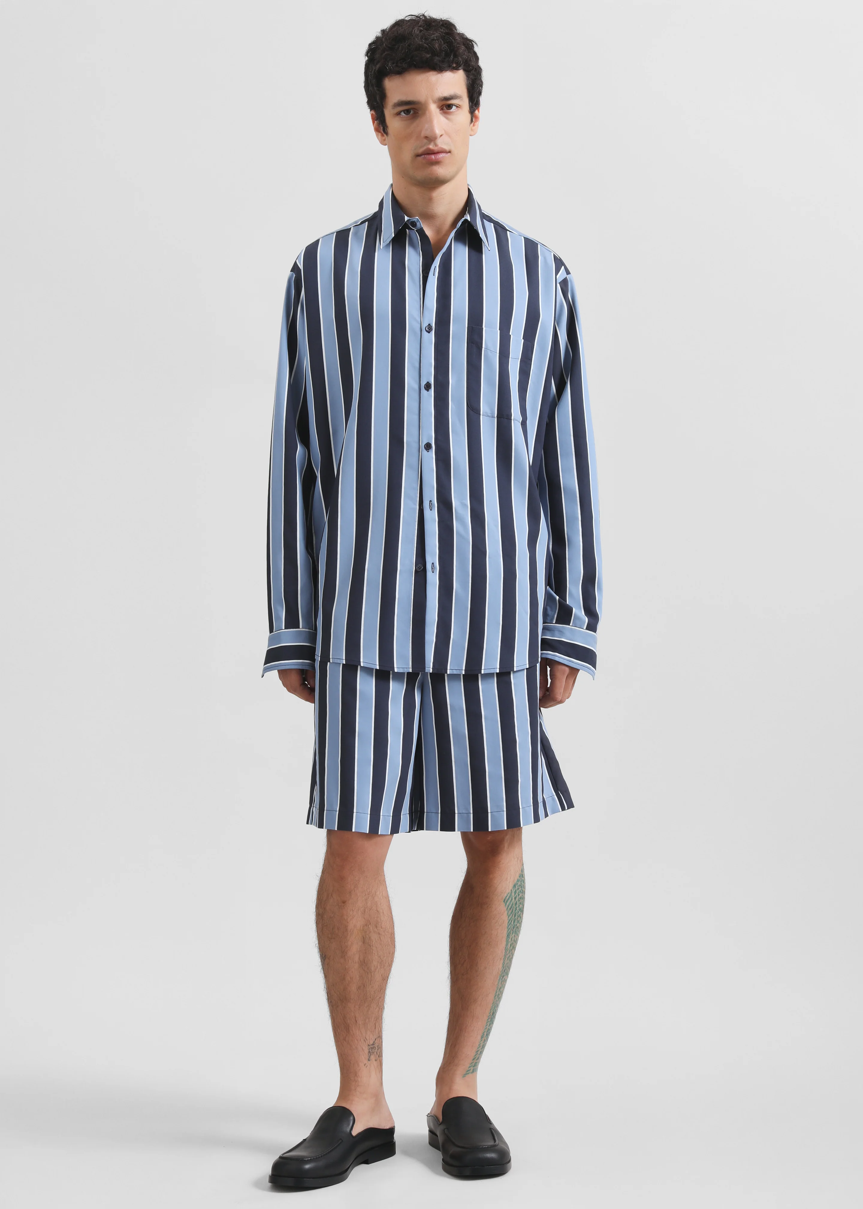 Matthias Striped Bermuda Shorts - Navy Stripe - Image 5