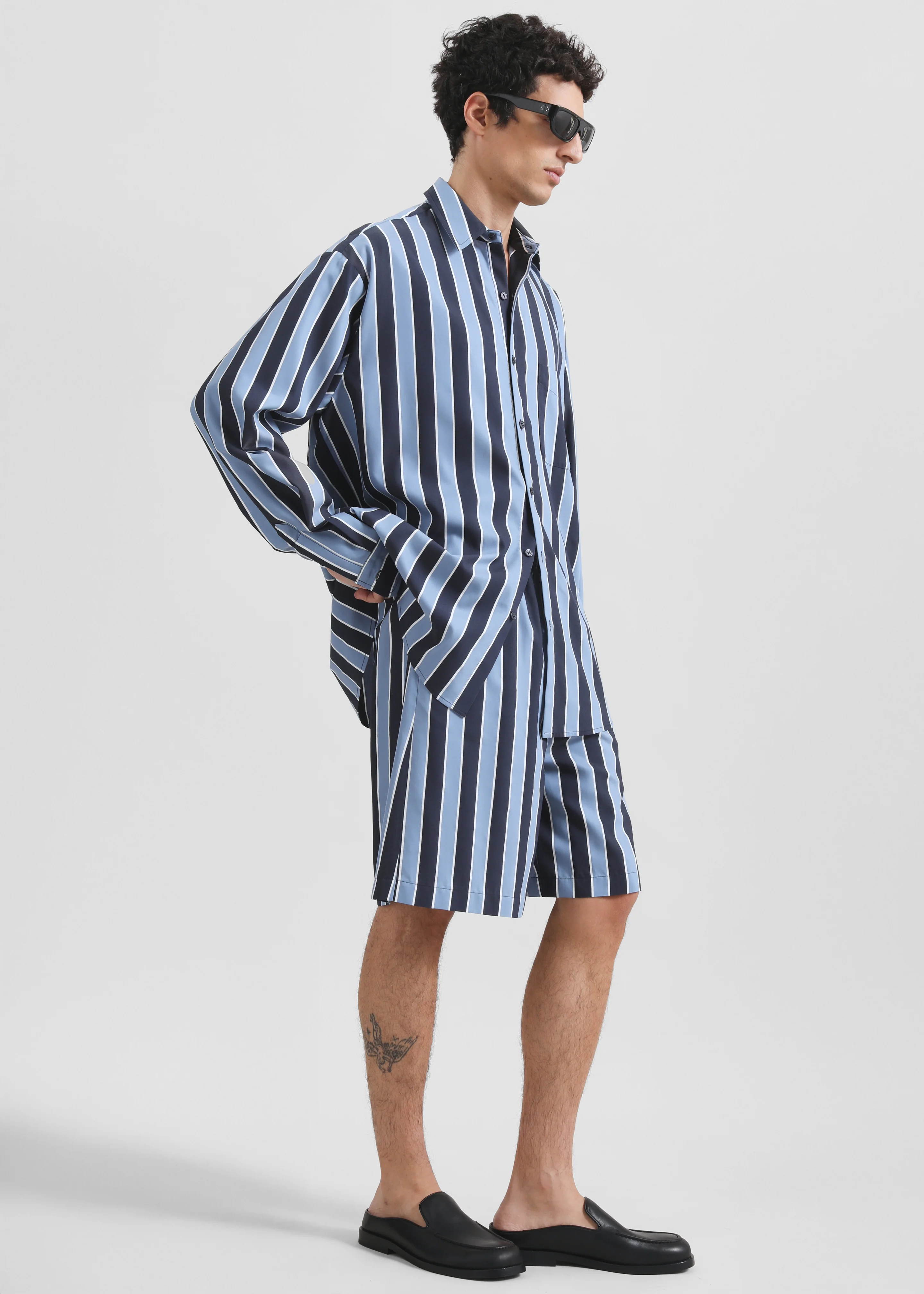 Matthias Striped Bermuda Shorts - Navy Stripe - Image 6