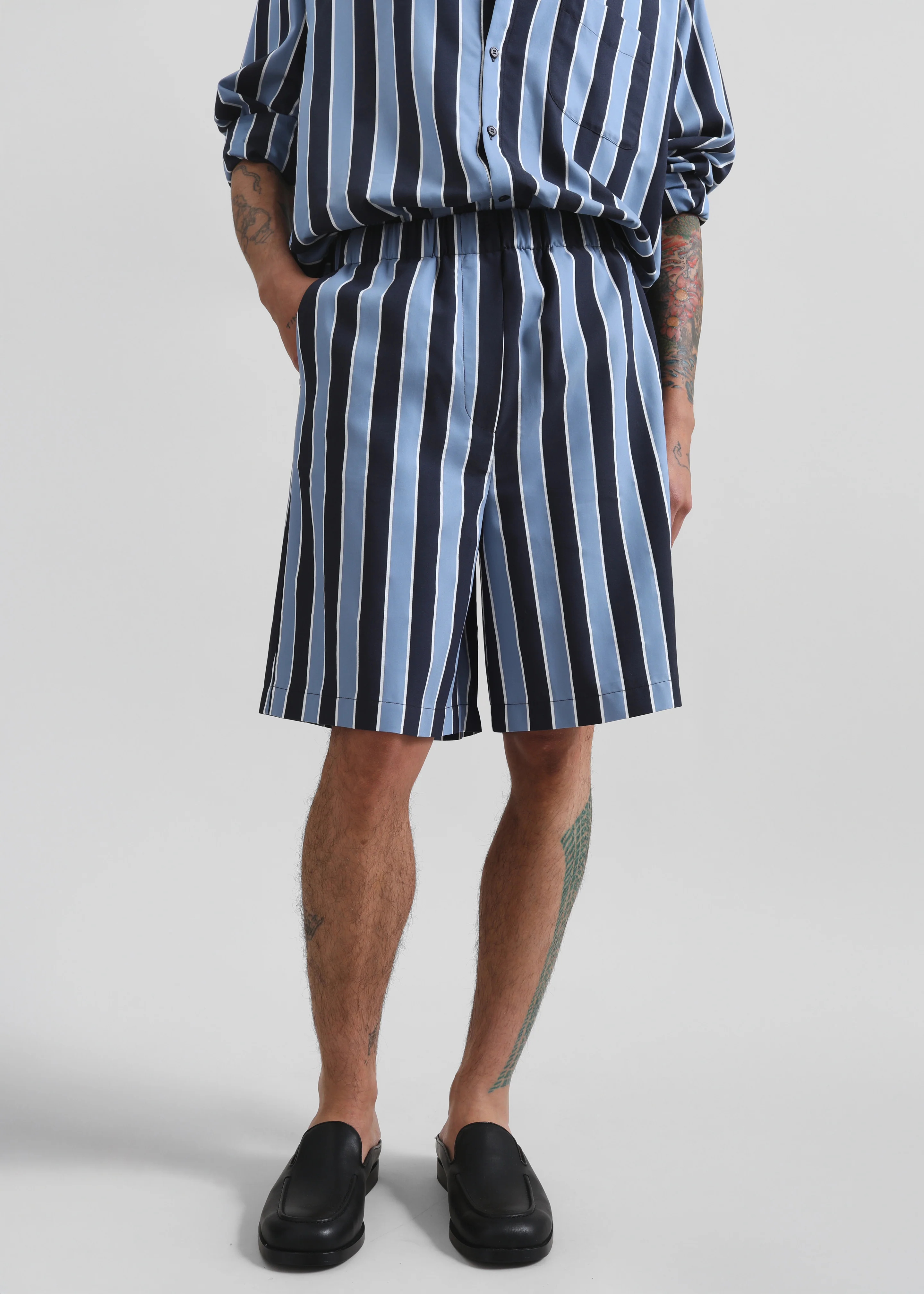 Matthias Striped Bermuda Shorts - Navy Stripe - Image 7