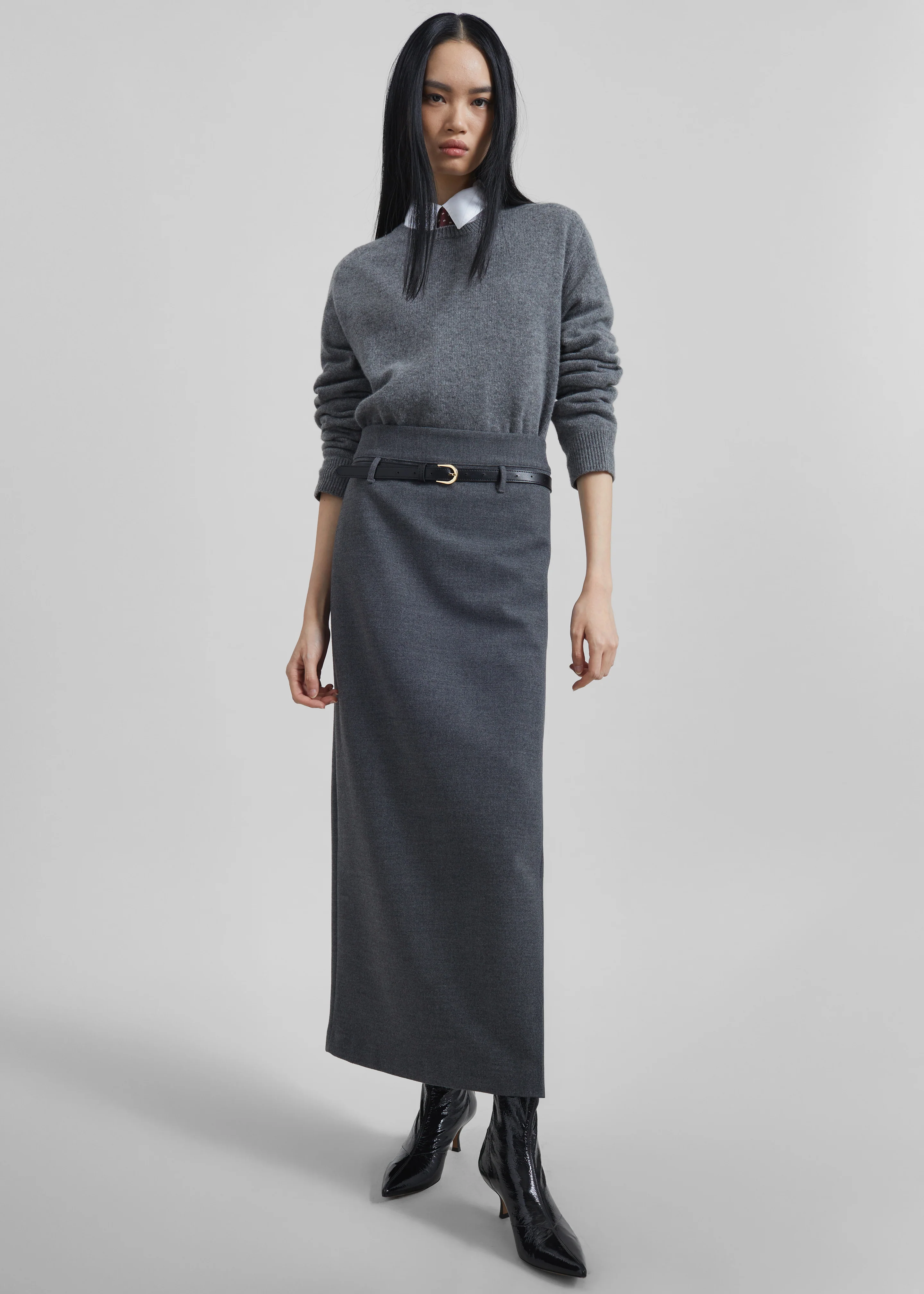 Mauvilly Belted Pencil Skirt - Grey - Image 6