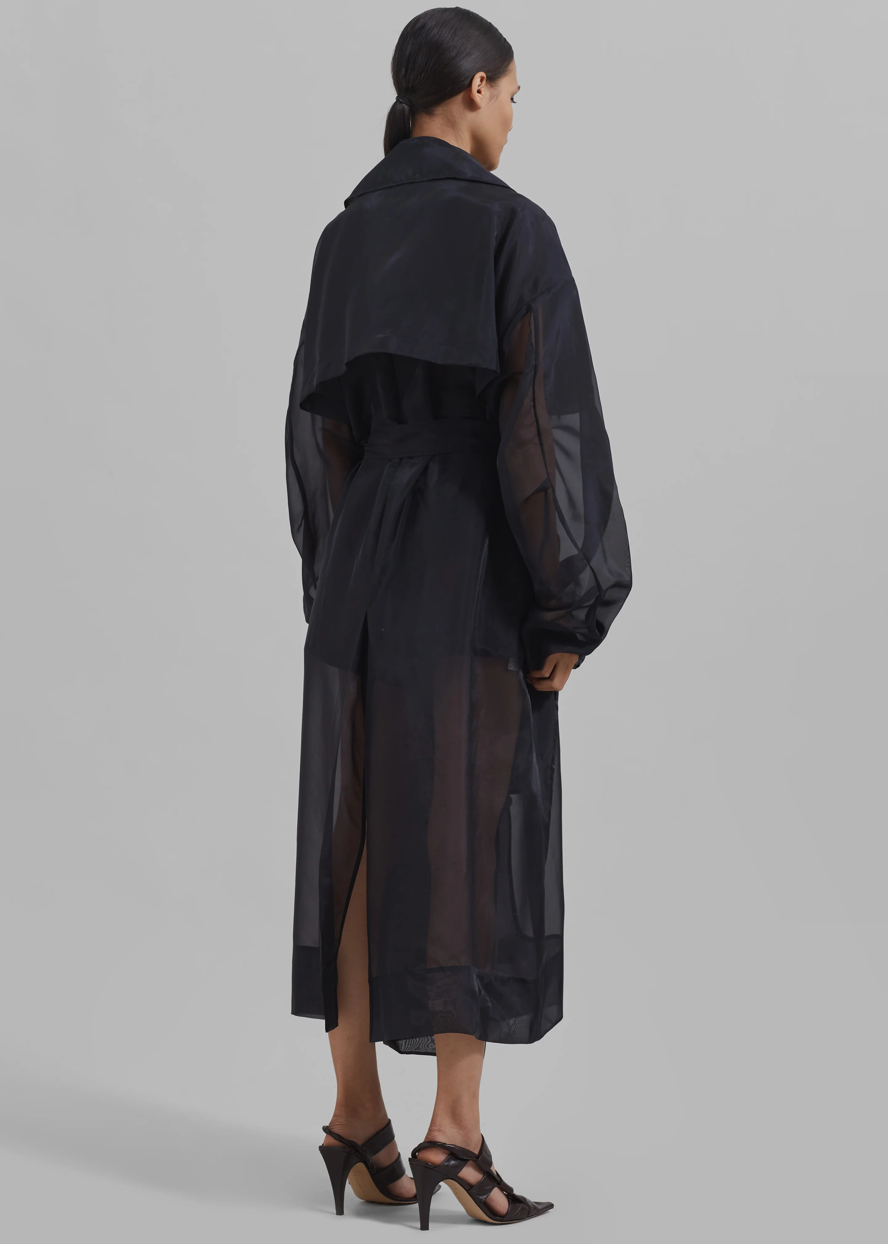 Mavis Oversized Sheer Trench - Black - Image 12