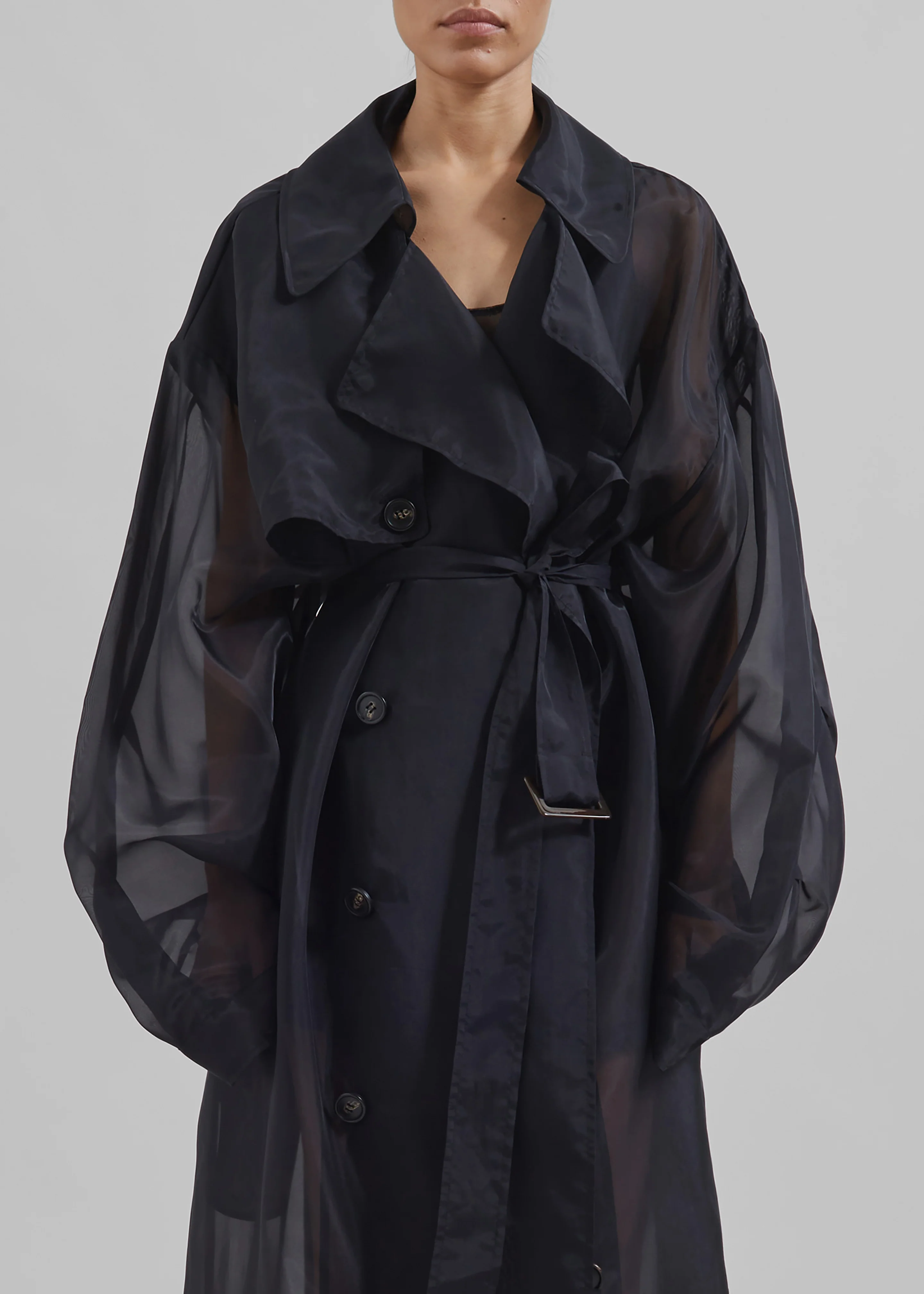 Mavis Oversized Sheer Trench - Black - Image 5