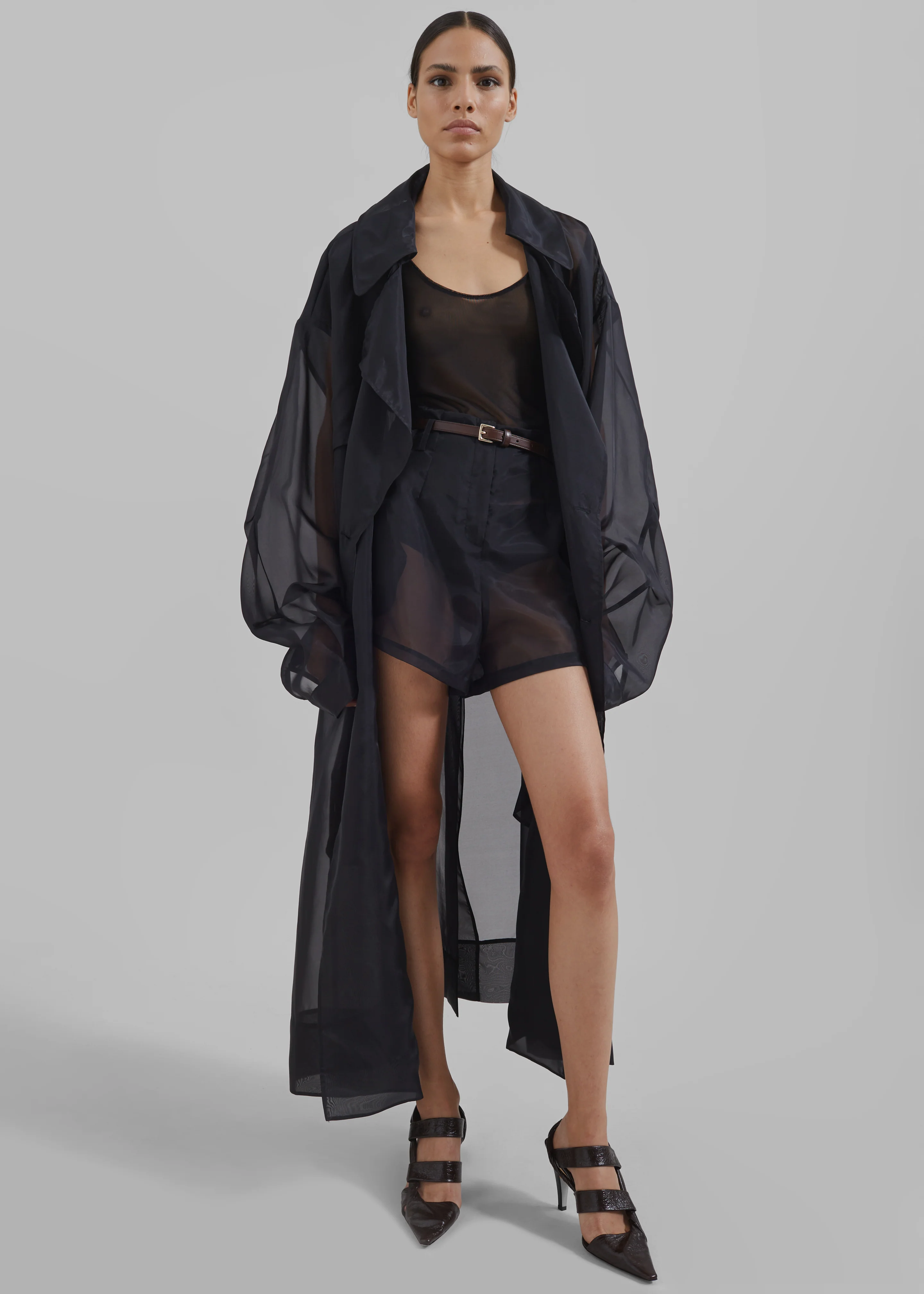 Mavis Oversized Sheer Trench - Black - Image 7