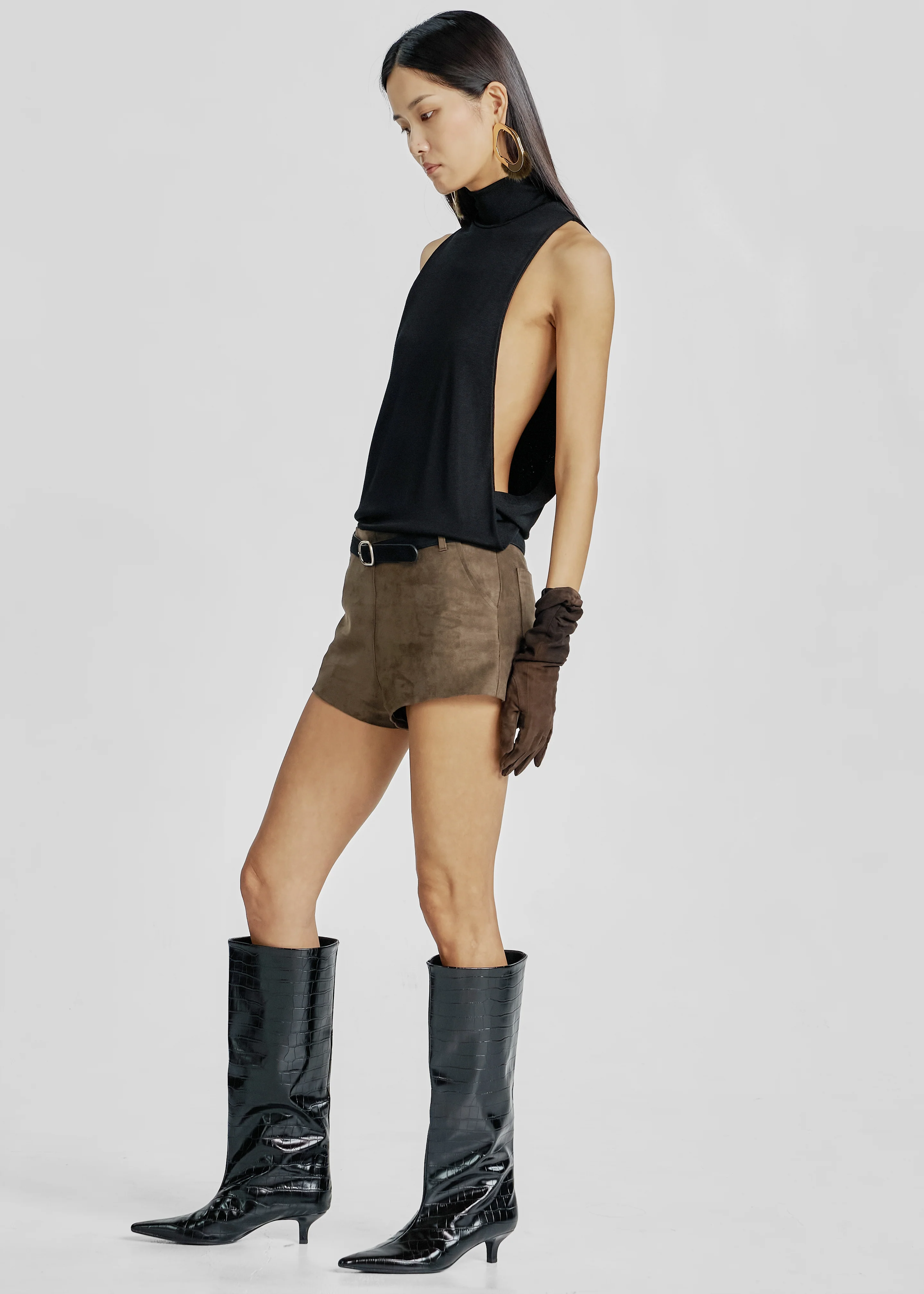 Maxen Mock Neck Bodysuit - Black
