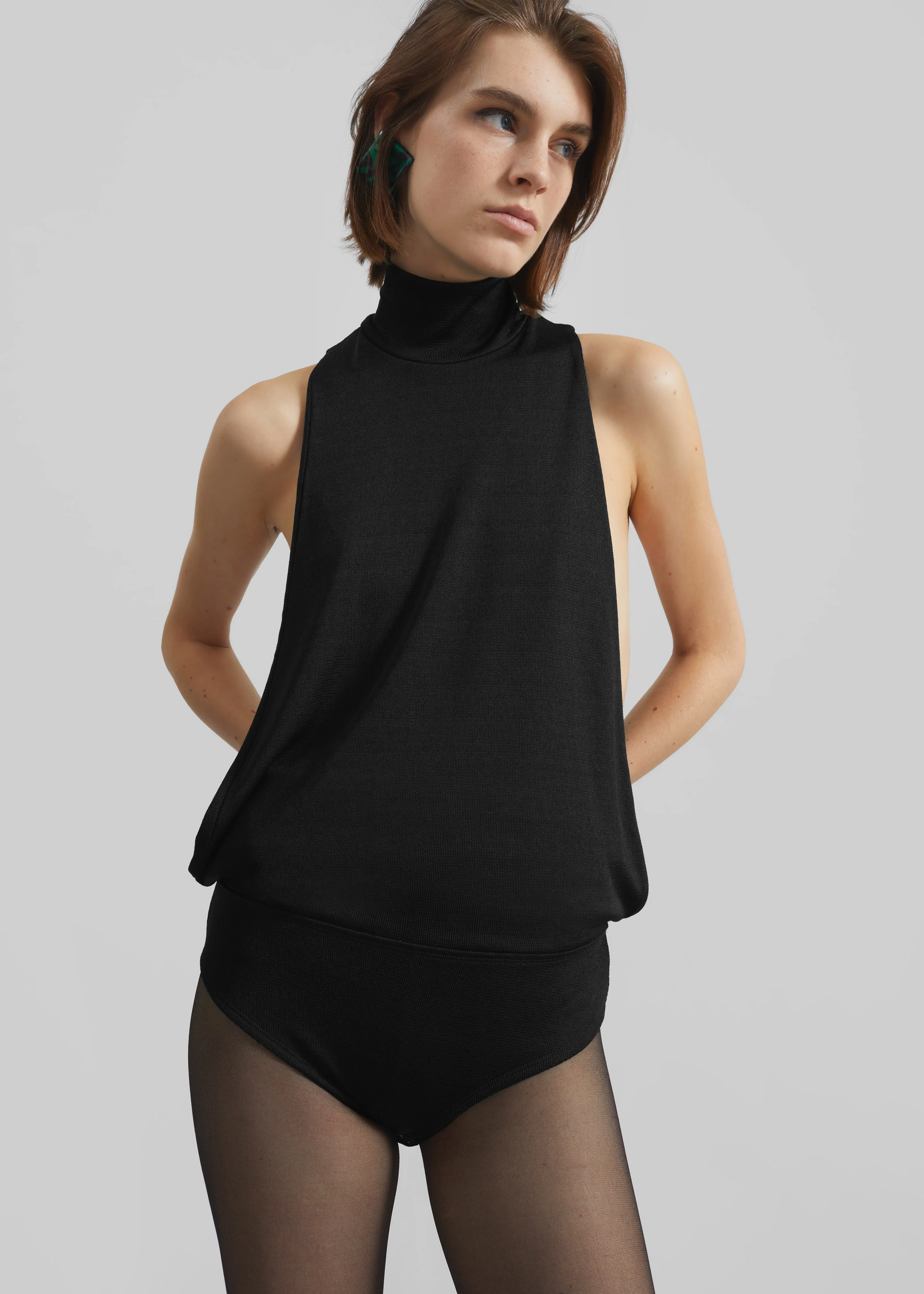 Maxen Mock Neck Bodysuit - Black - Image 2