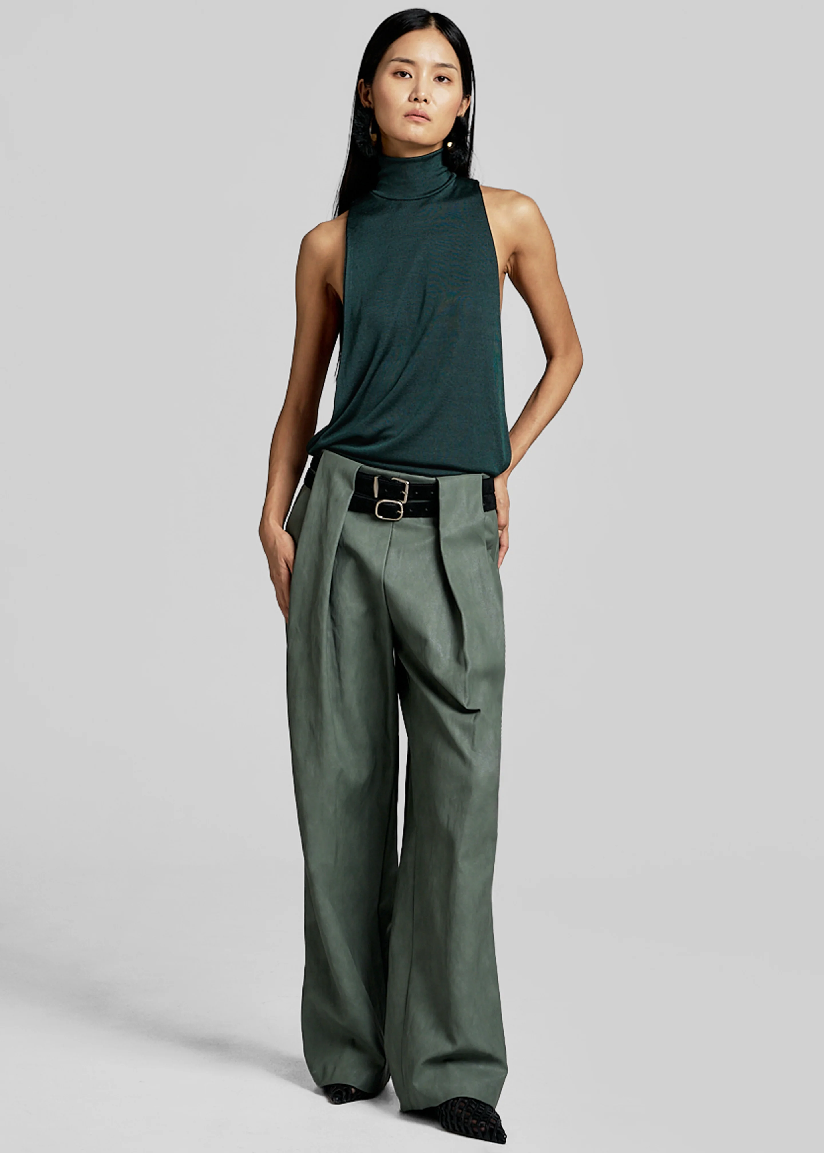 Maxen Mock Neck Bodysuit - Deep Green - Image 6