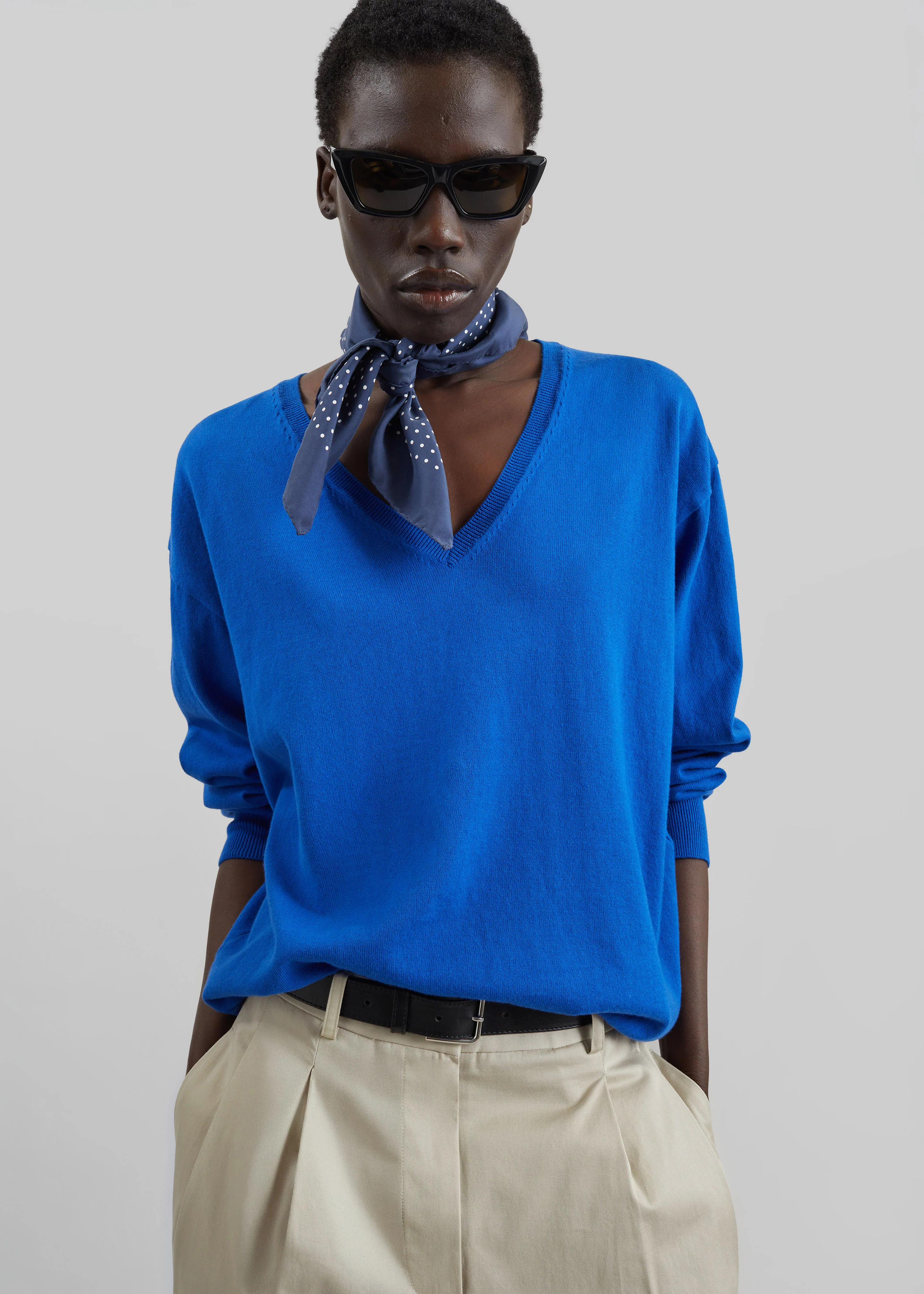 Meera V-Neck Sweater - Cobalt - Image 2