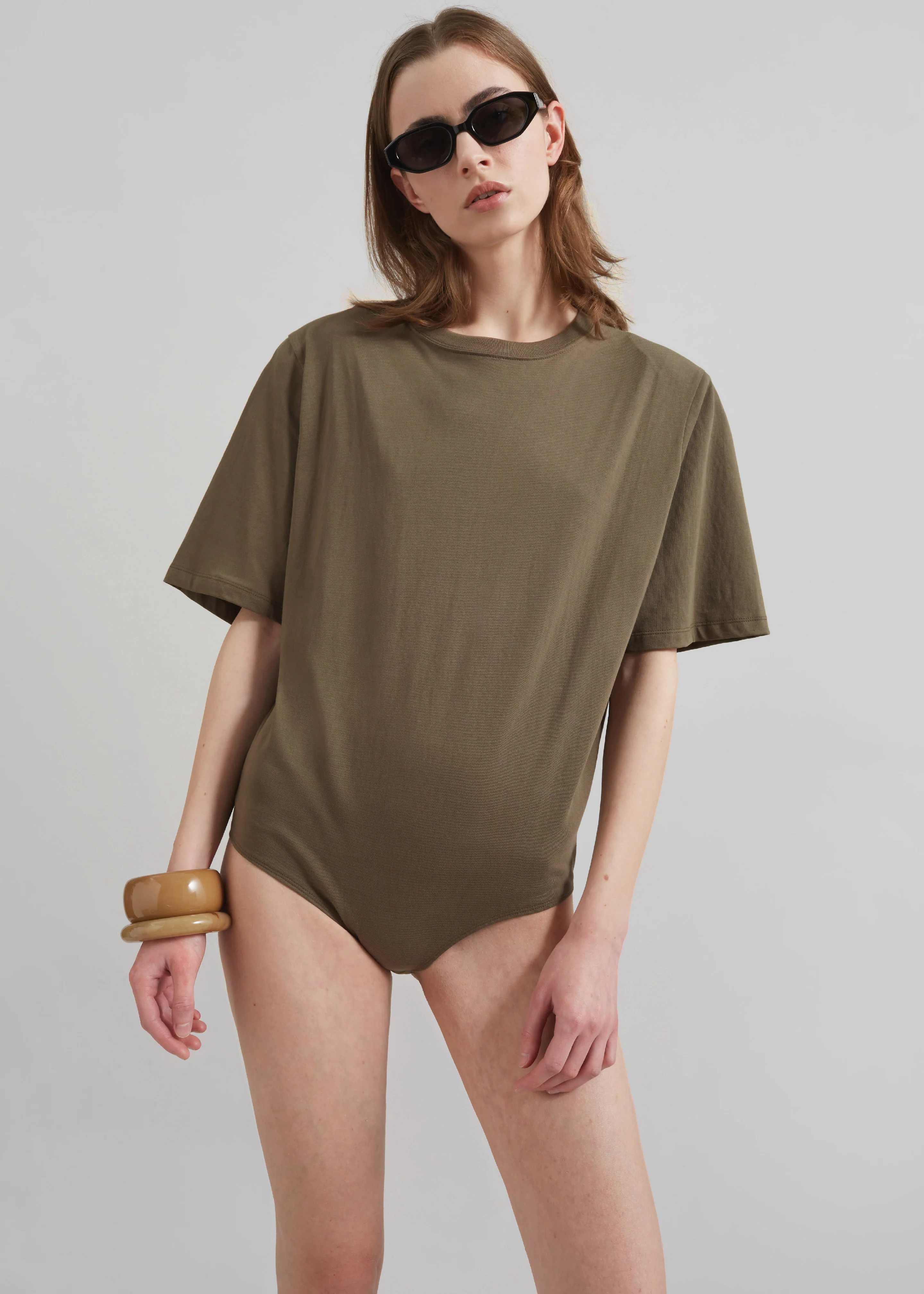 Meida Padded T-Shirt Bodysuit - Khaki - Image 5