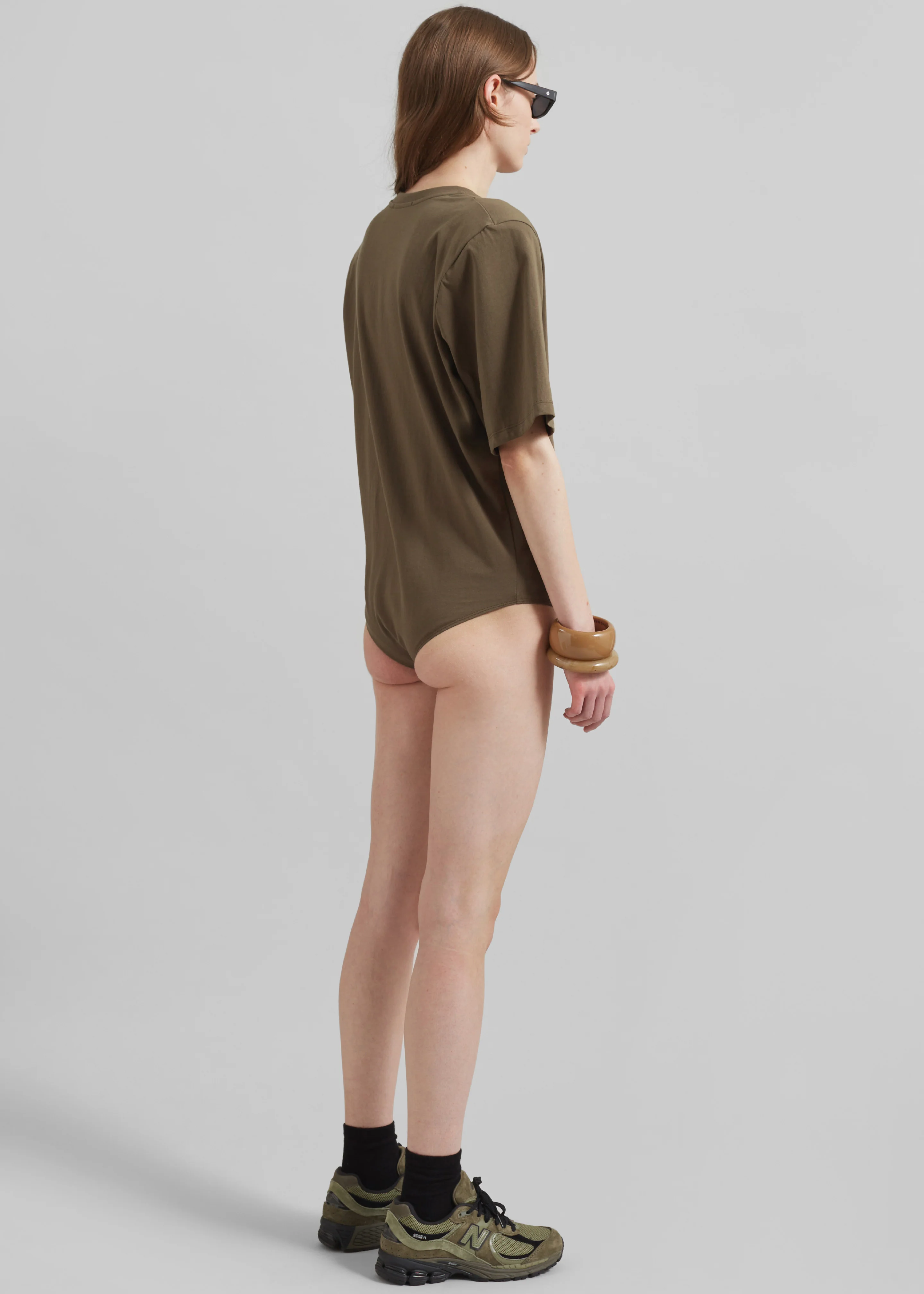 Meida Padded T-Shirt Bodysuit - Khaki - Image 9