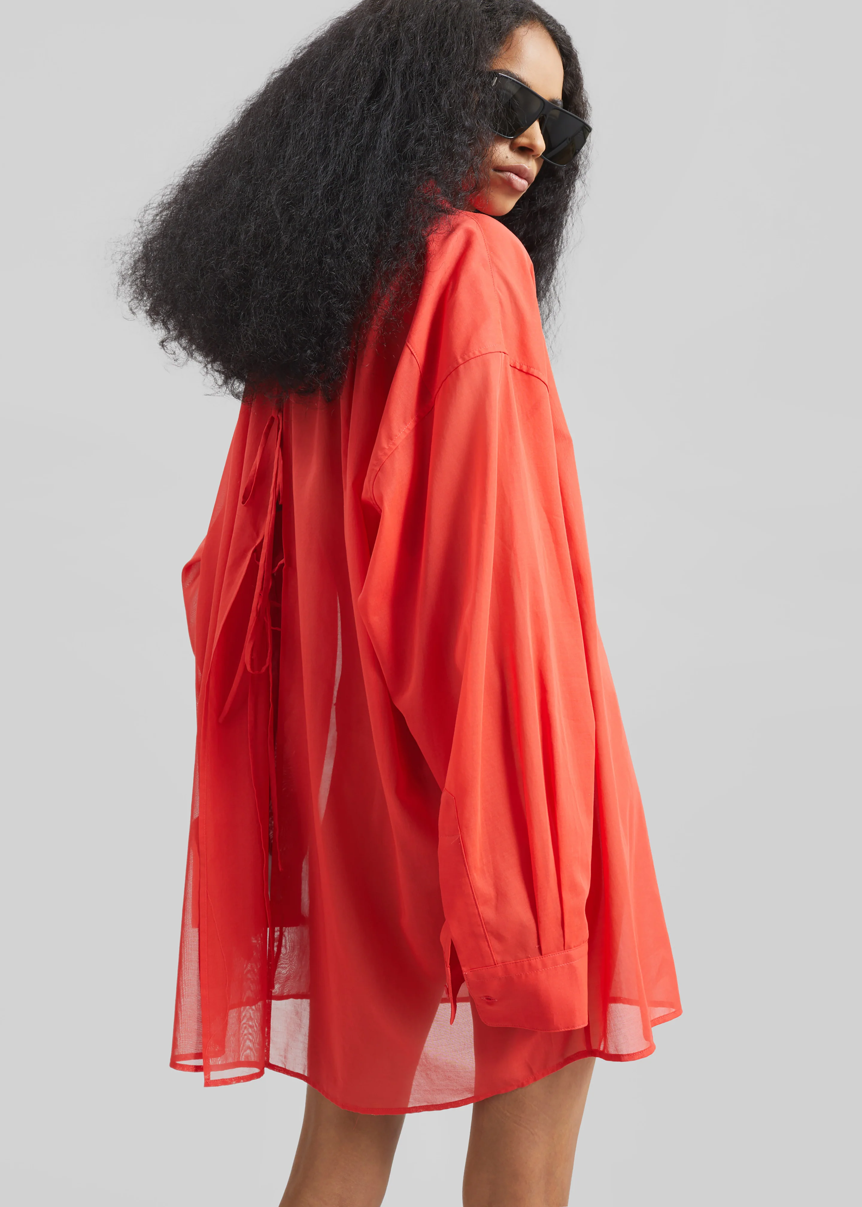 Melia Open-Back Shirt - Red - Image 5