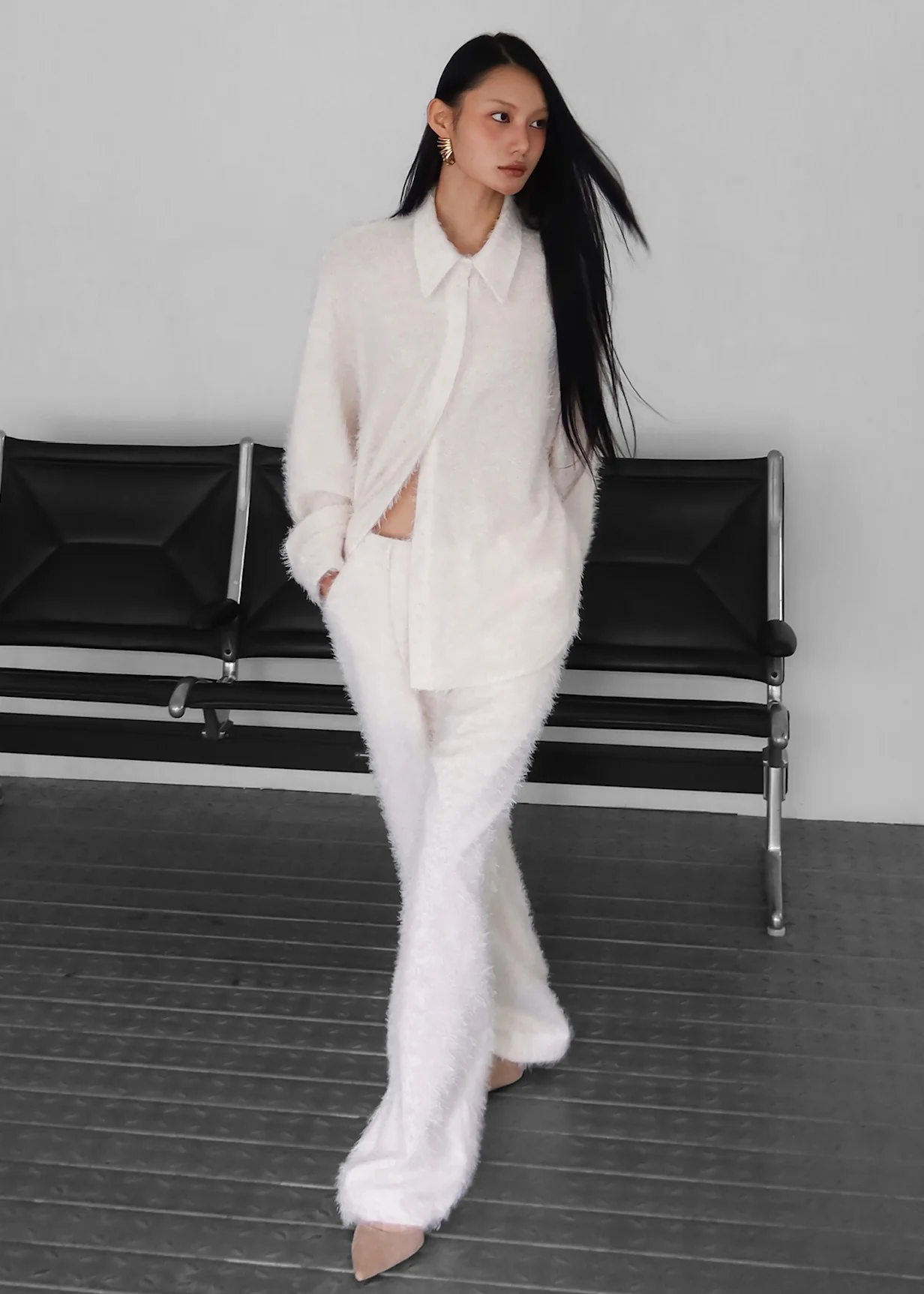 Melker Furry Pants - Off White - Image 7