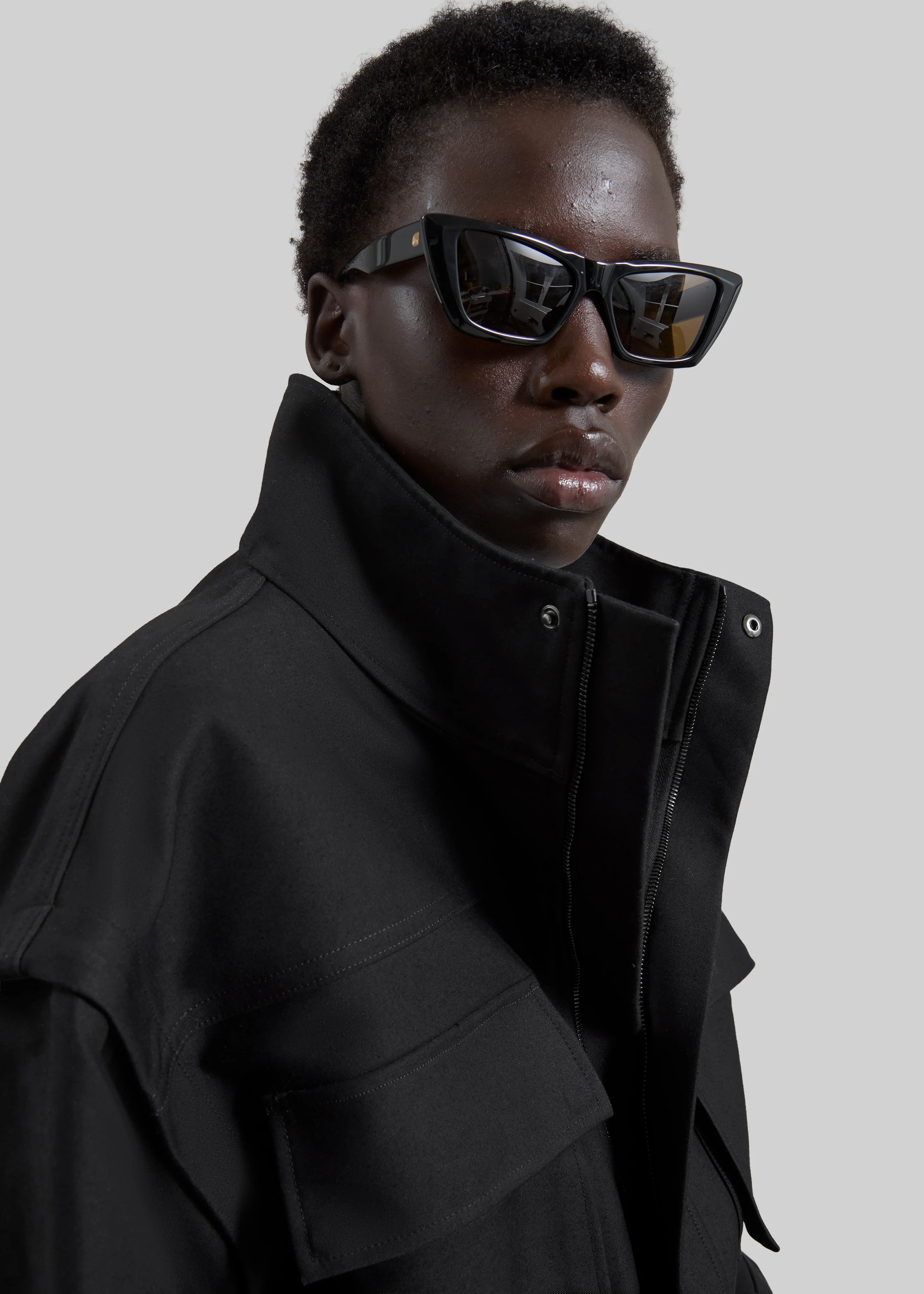 Melton Detachable Sleeve Cargo Jacket - Black - Image 6