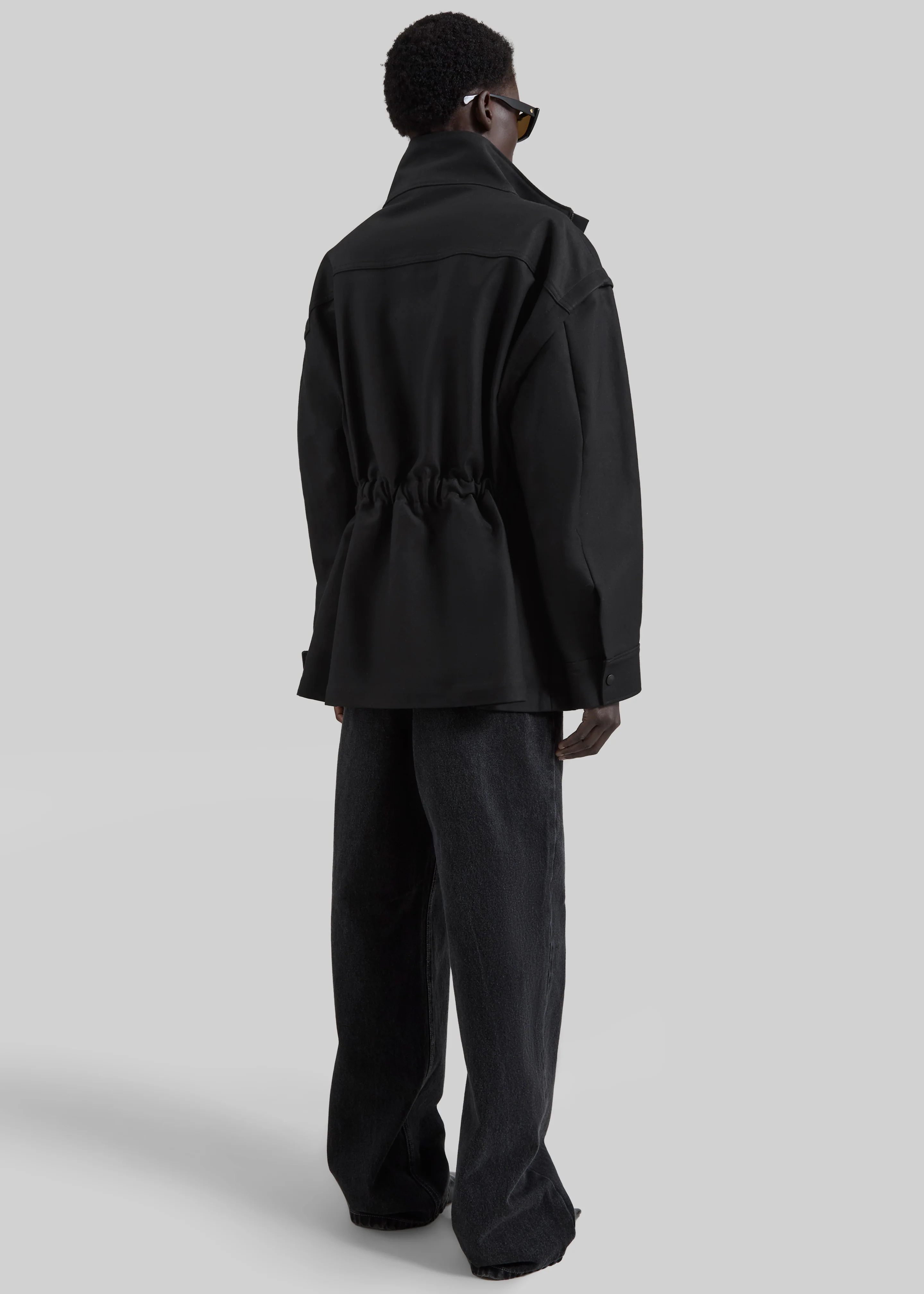 Melton Detachable Sleeve Cargo Jacket - Black - Image 8