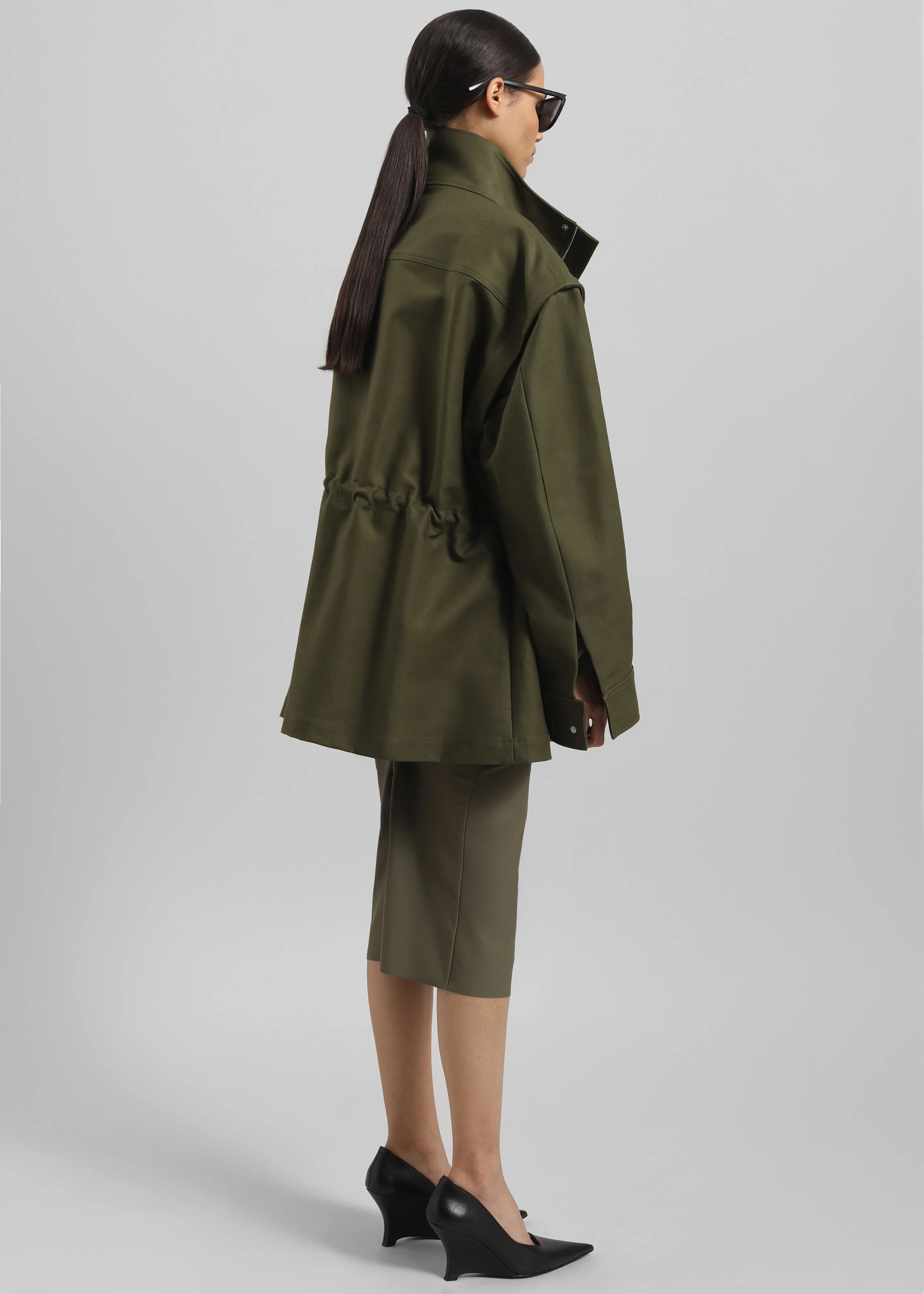 Melton Detachable Sleeve Cargo Jacket - Khaki - Image 8