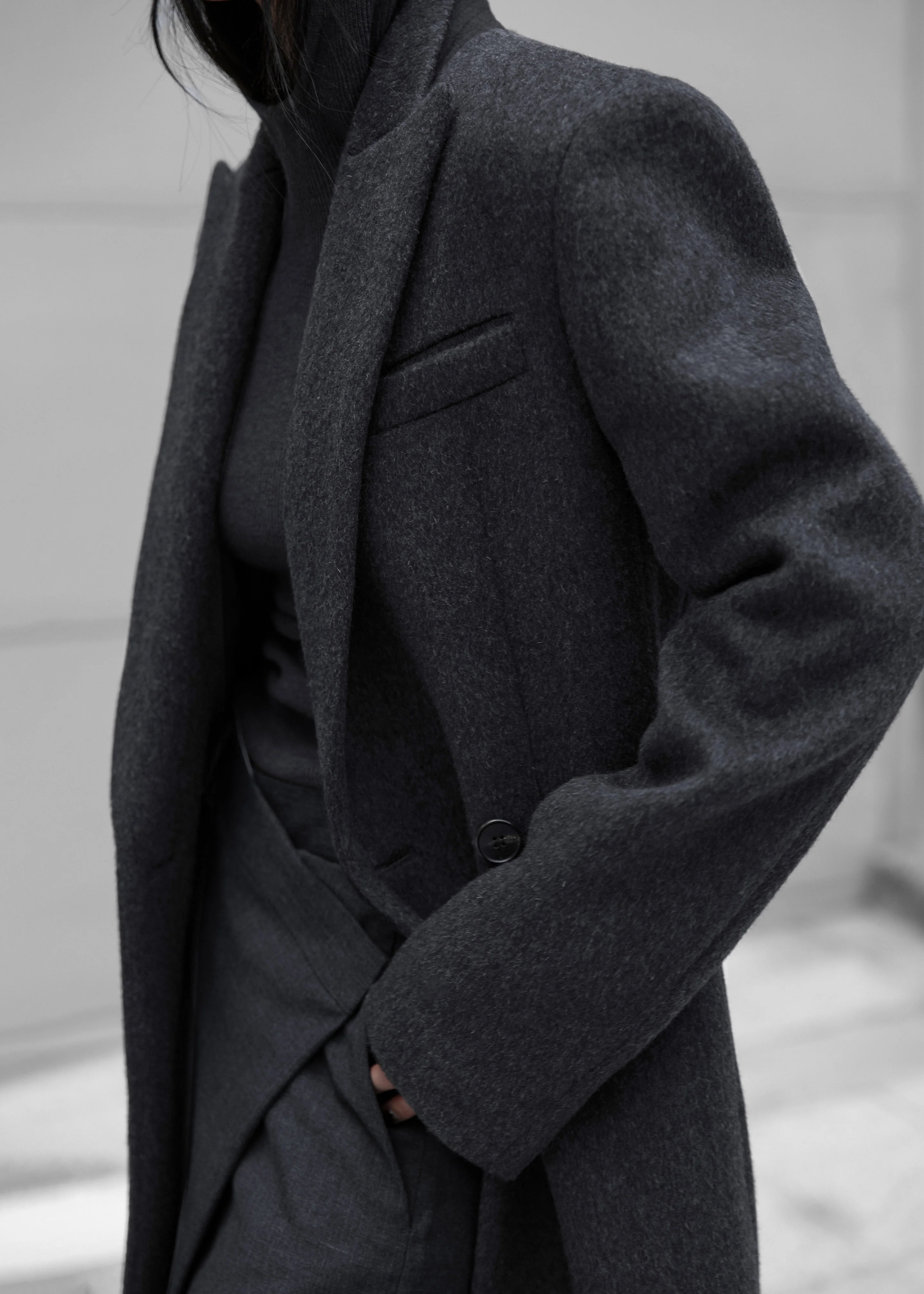 Melva Long Coat - Charcoal - Image 4