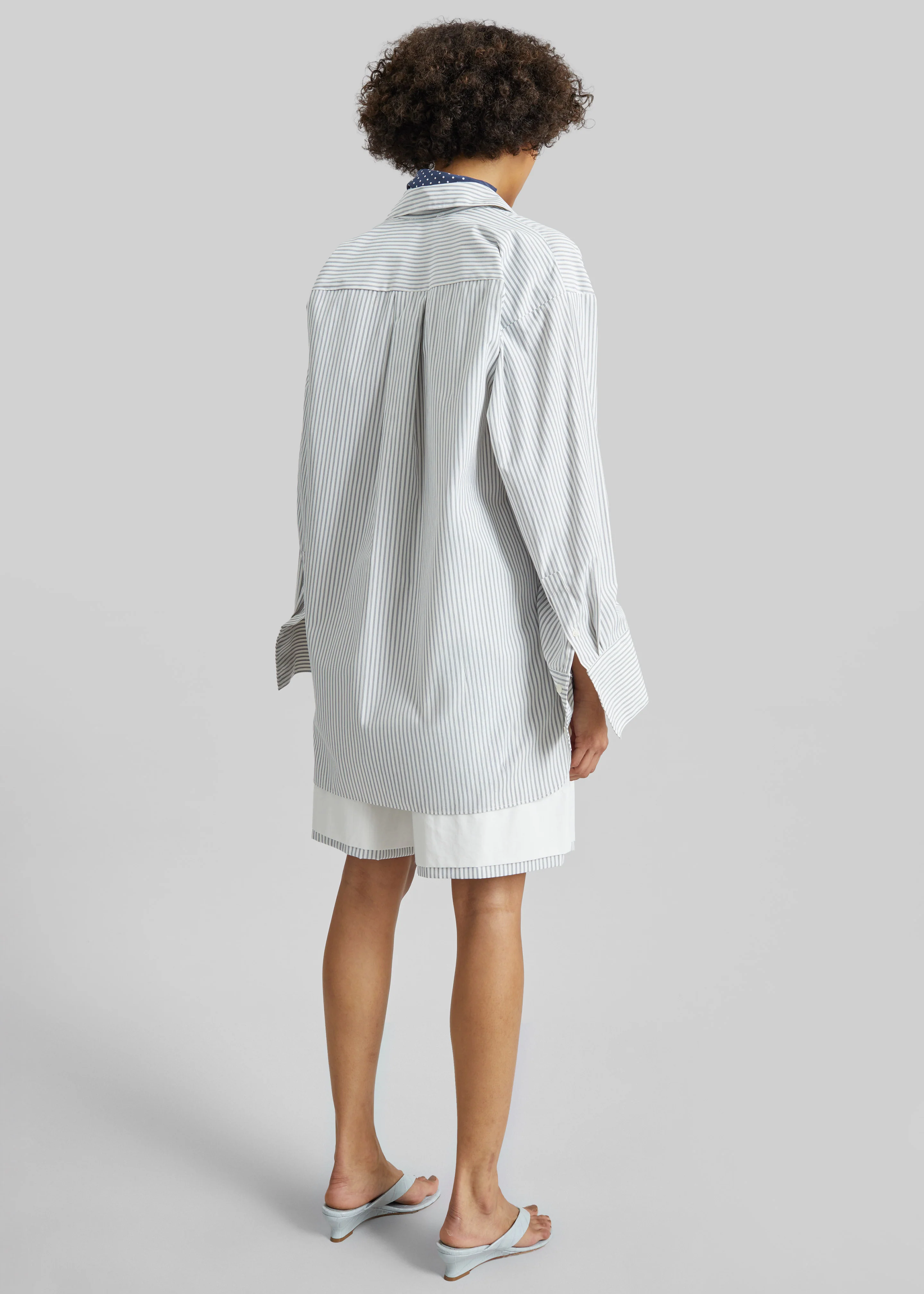 Menton Oversized Shirt - White/Blue Stripe - Image 5