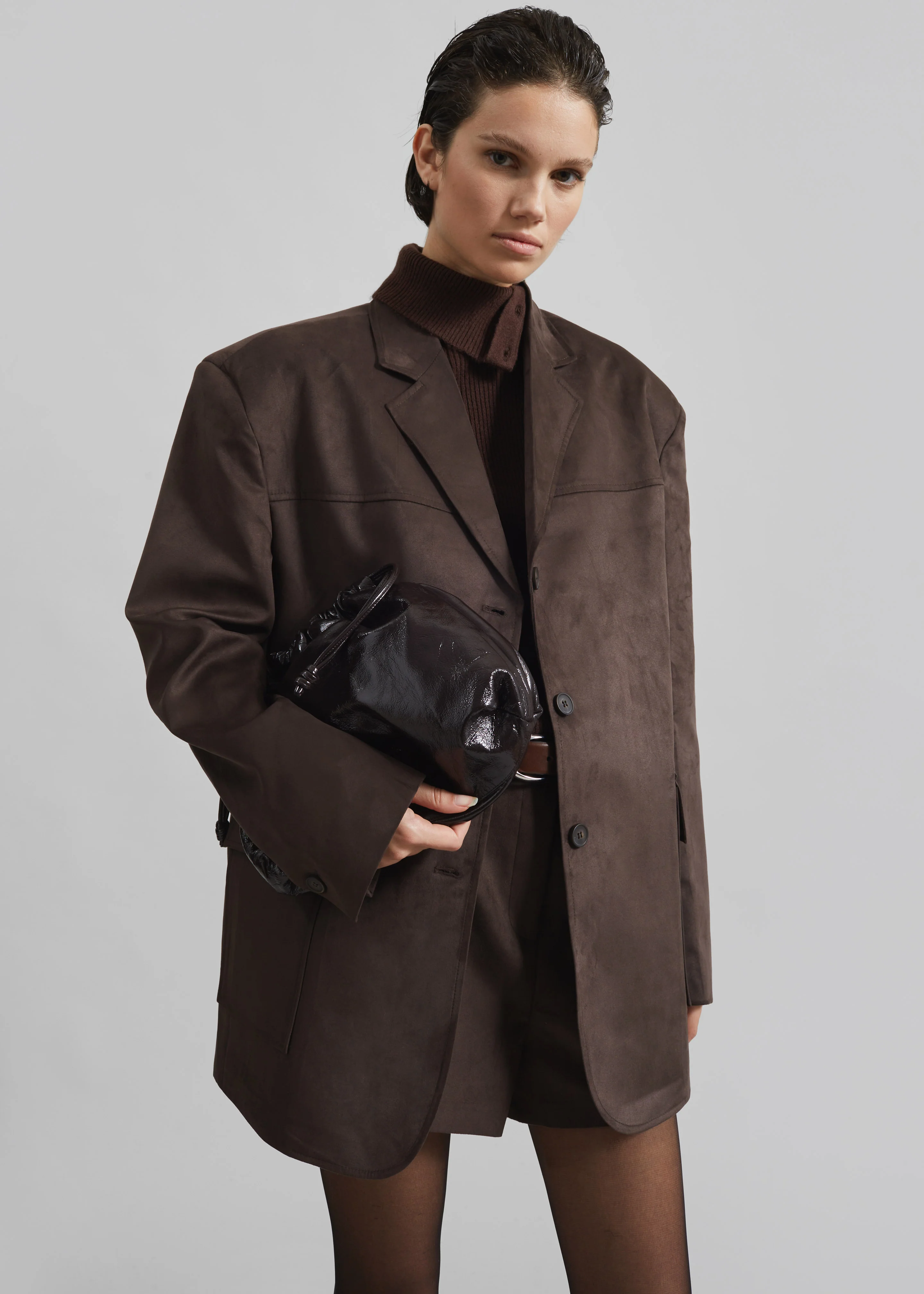 Merida Faux Suede Blazer - Brown - Image 5