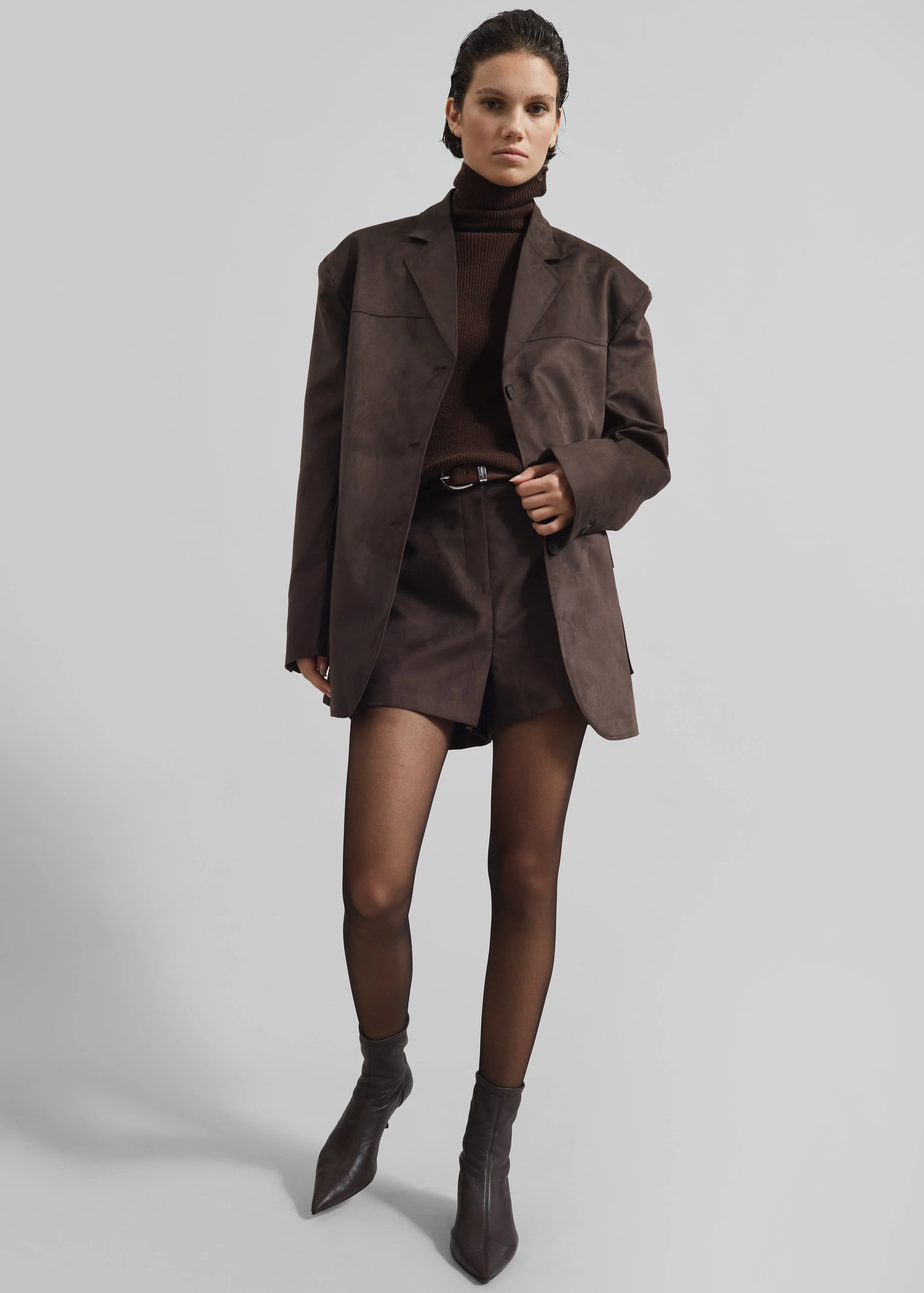 Merida Faux Suede Blazer - Brown - Image 6