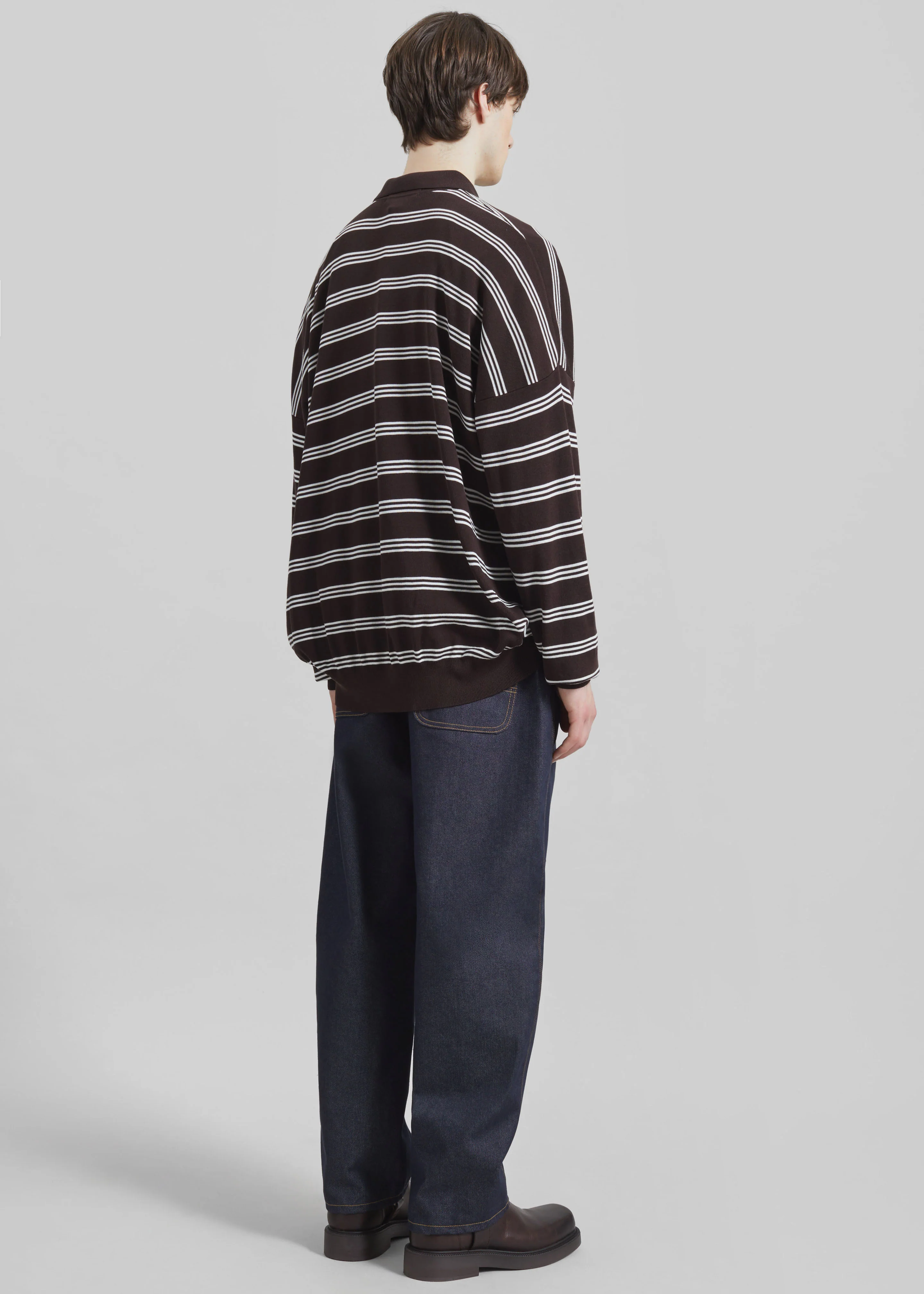 Meriel Polo Sweater - Brown/White Stripe - Image 6