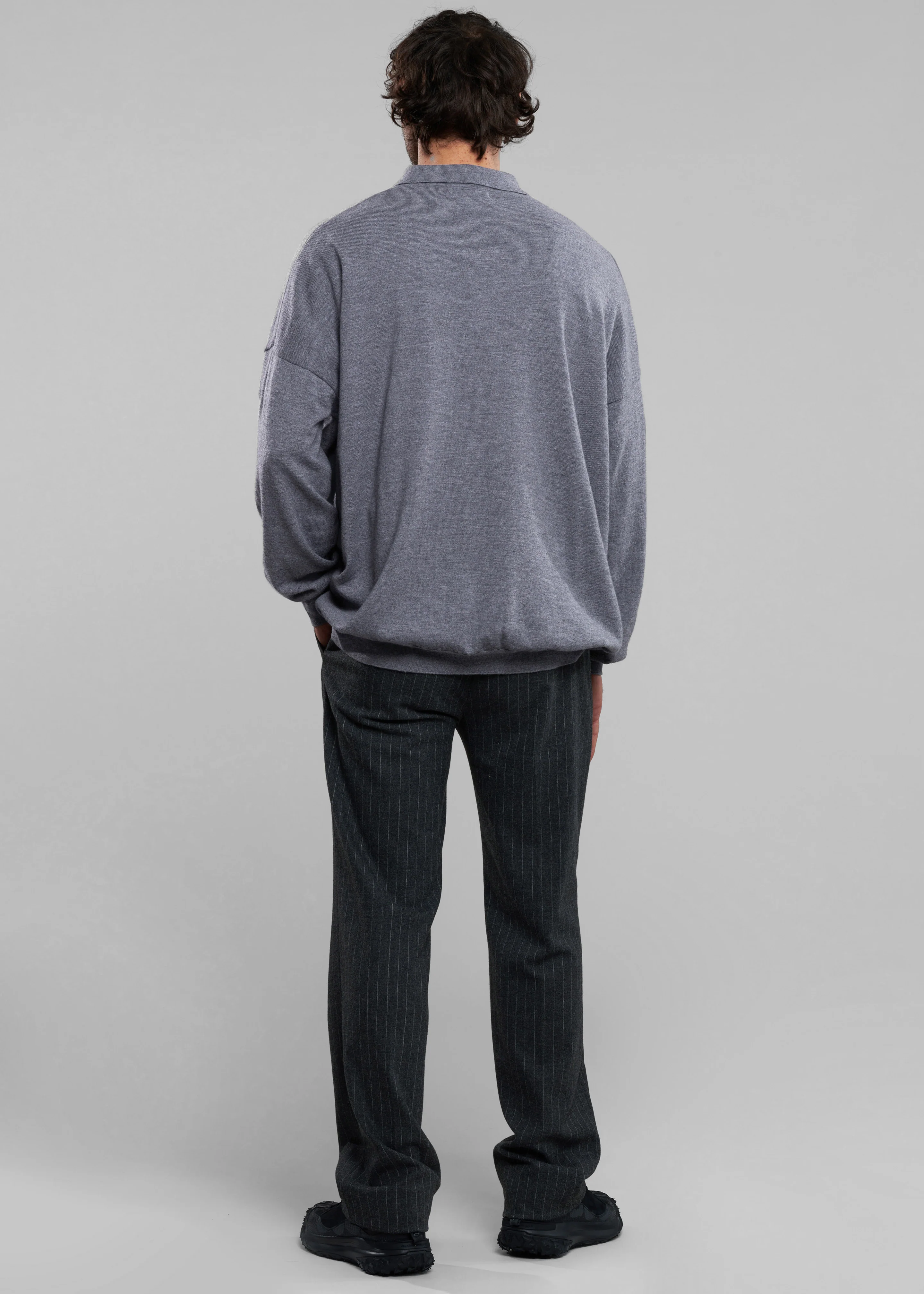 Meriel Wool Polo Sweater - Grey - Image 15