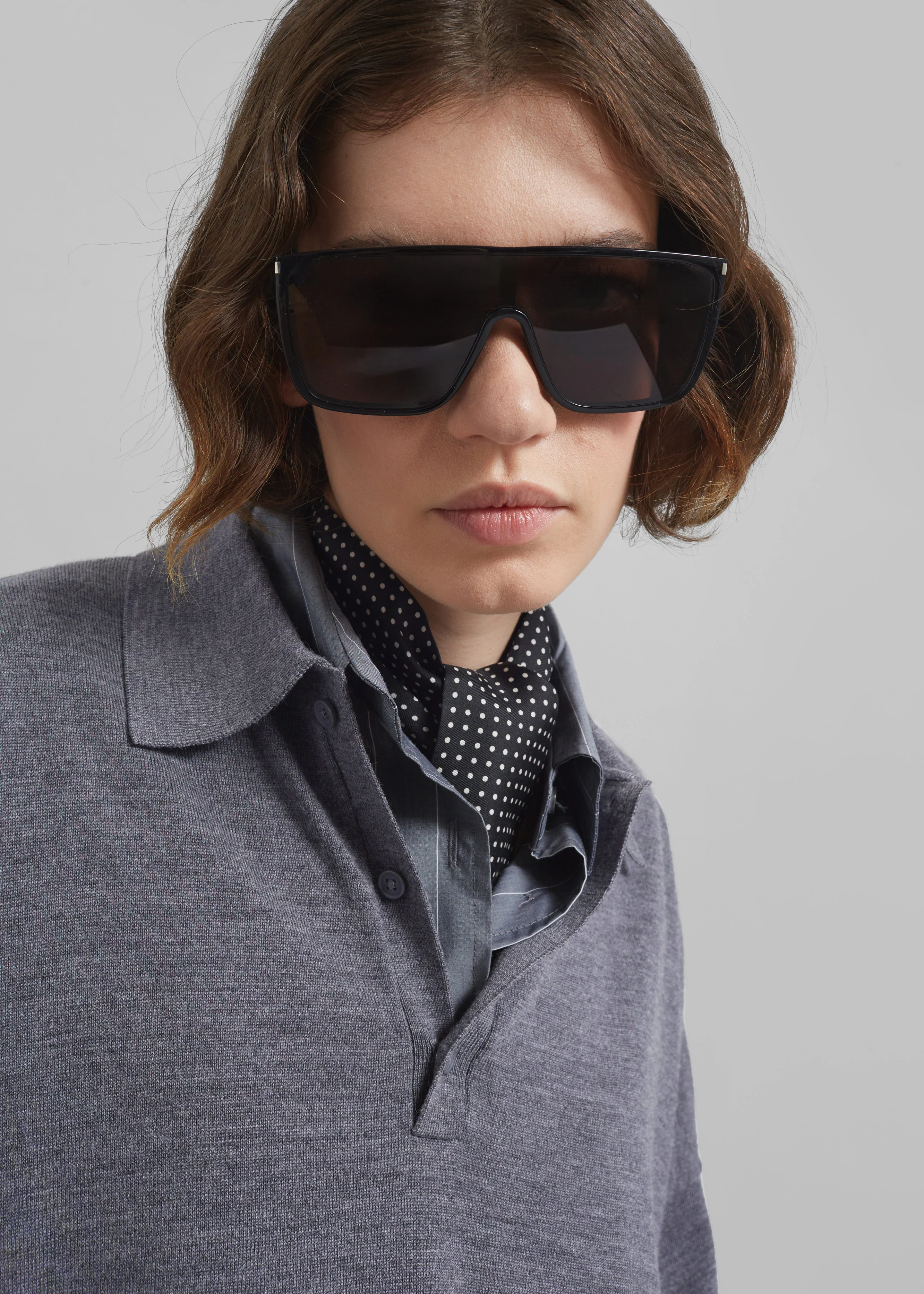 Meriel Wool Polo Sweater - Grey - Image 5
