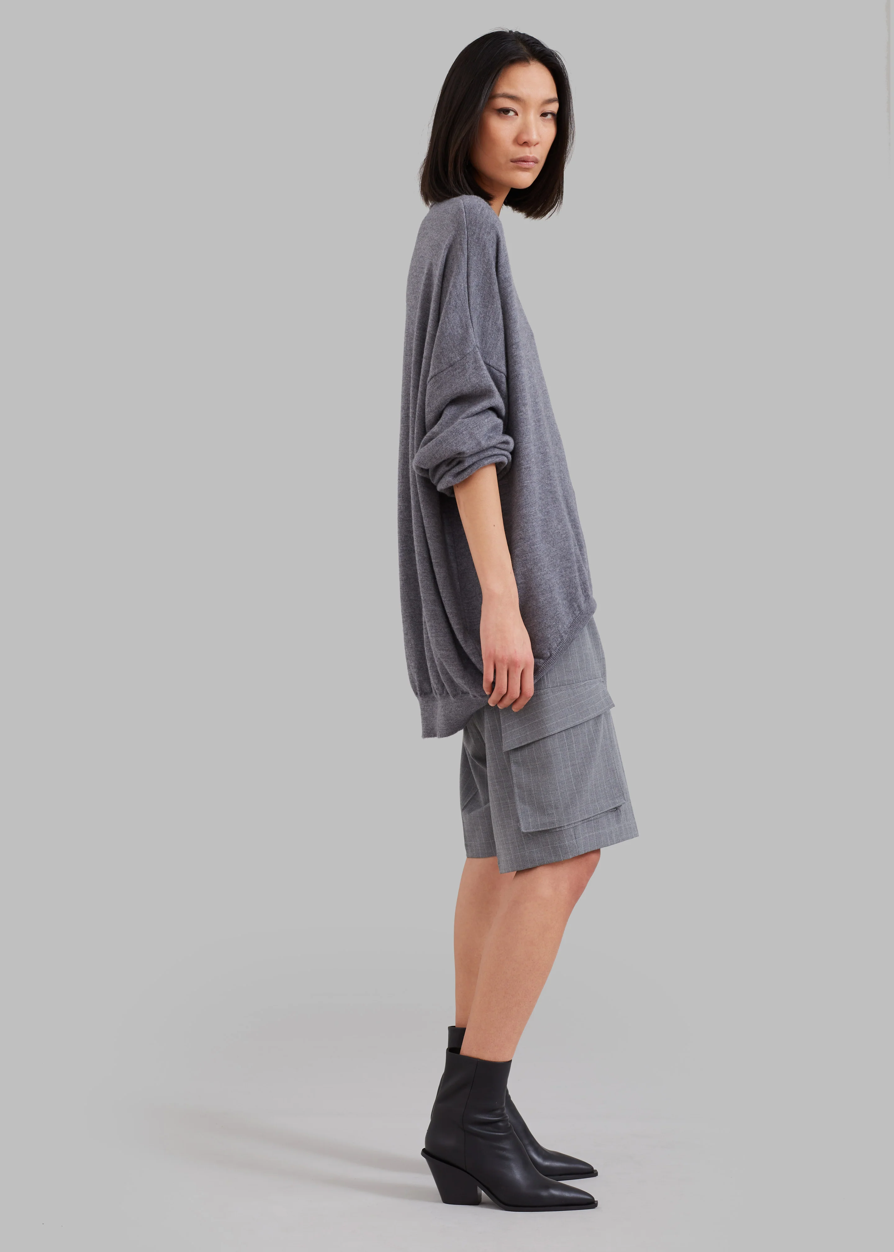 Meriel Wool Polo Sweater - Grey - Image 7
