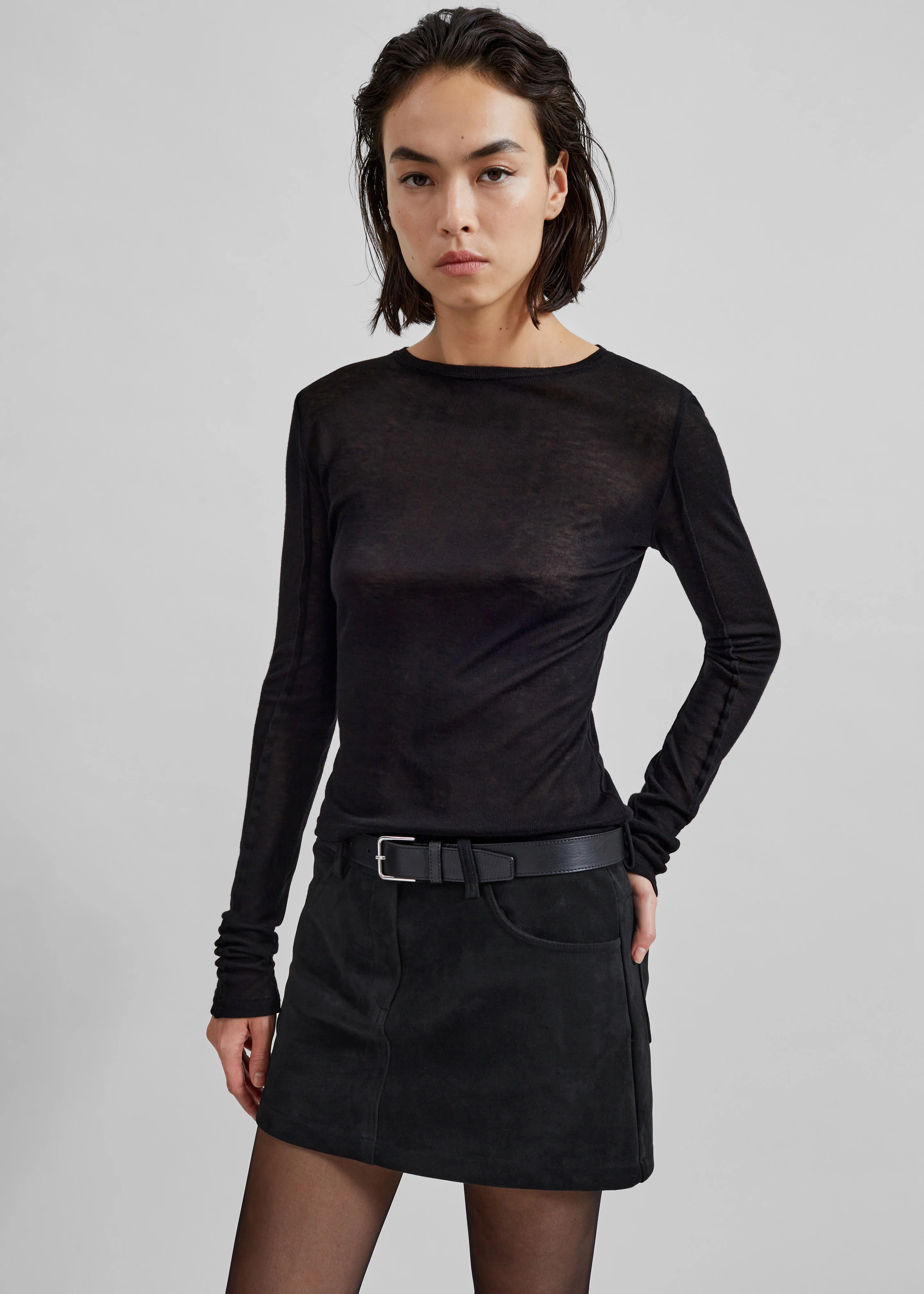 Mesa Sheer Long Sleeve Tee - Black - Image 9