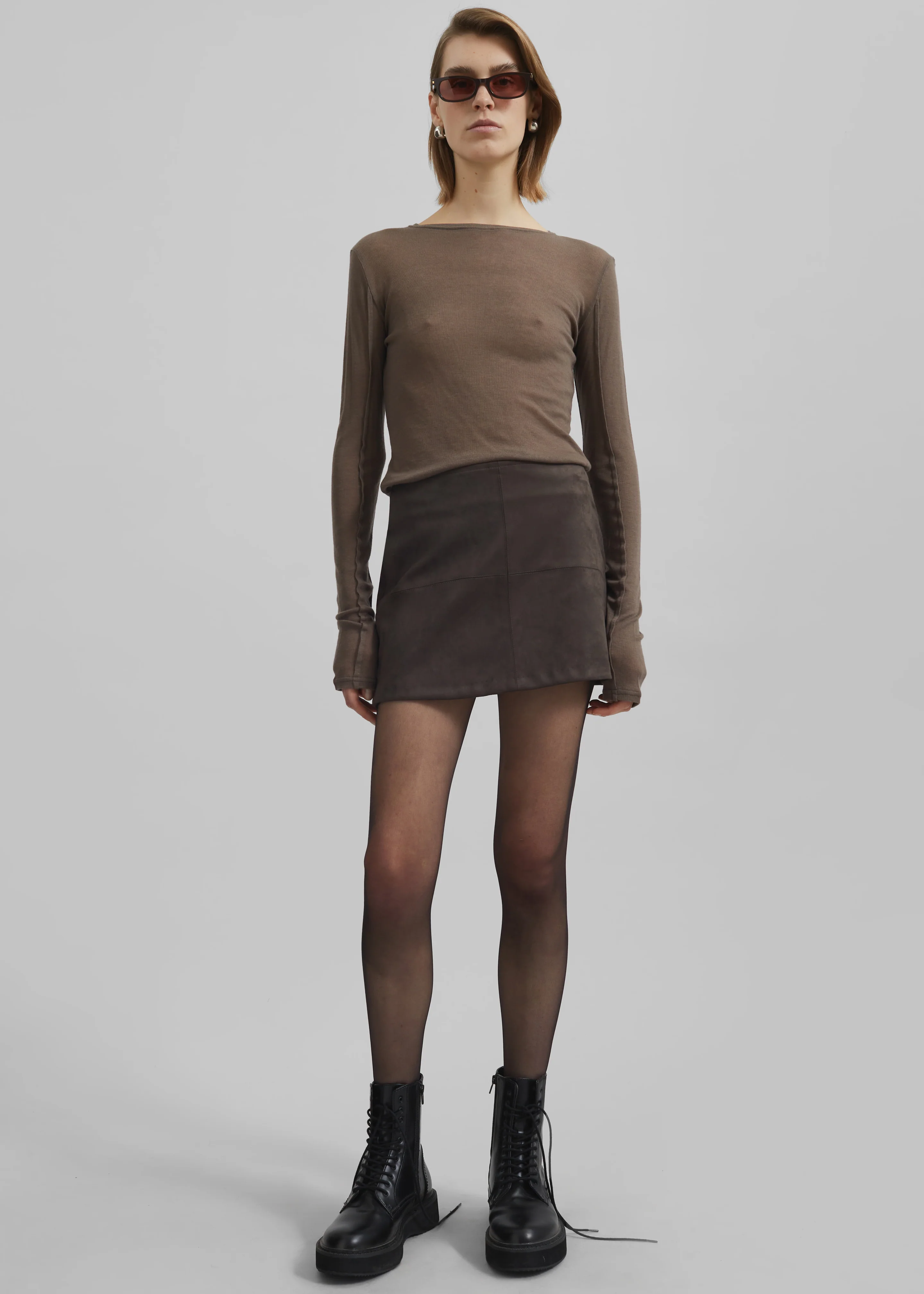 Mesa Sheer Long Sleeve Tee - Brown - Image 3