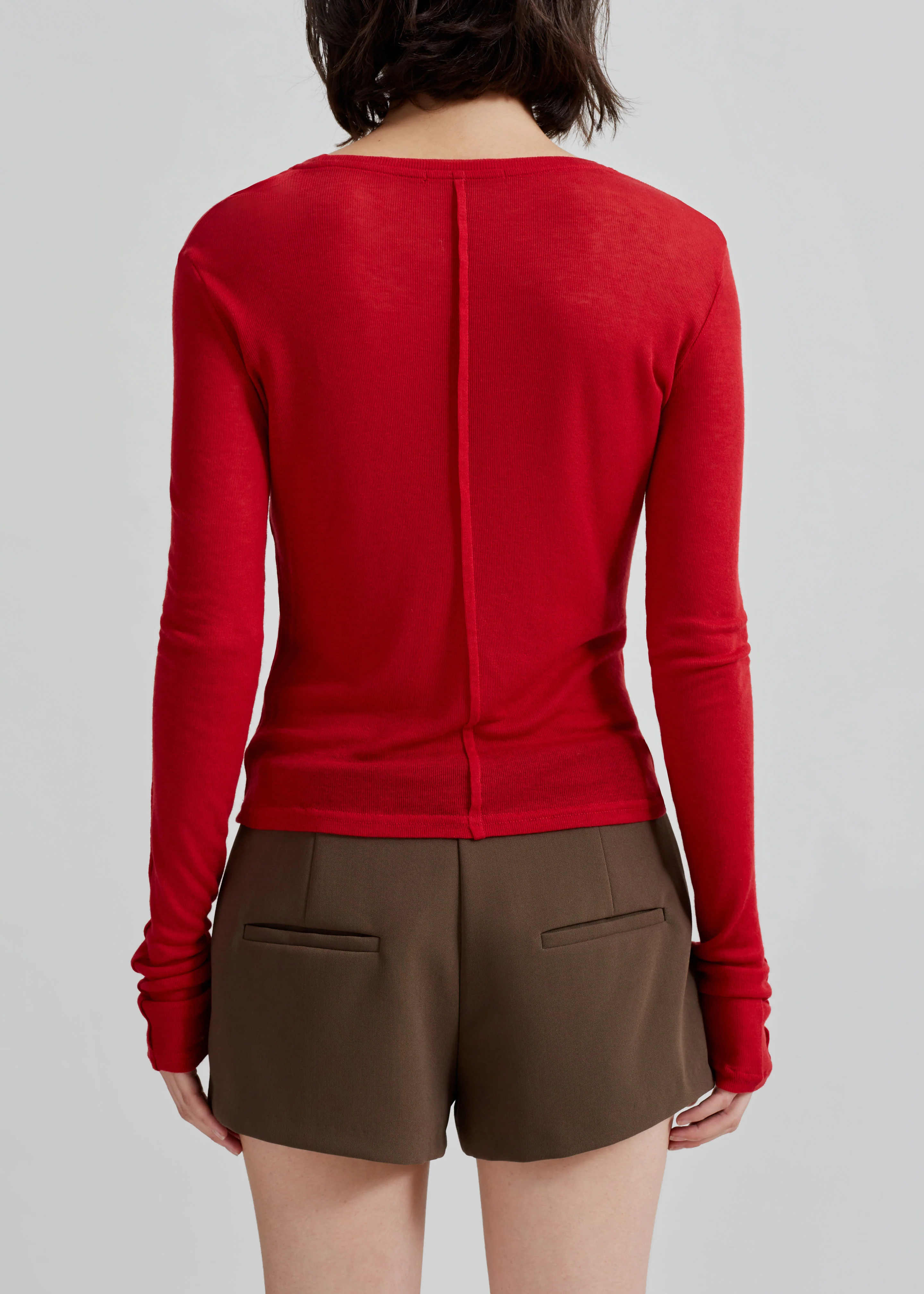 Mesa Sheer Long Sleeve Tee - Red - Image 8