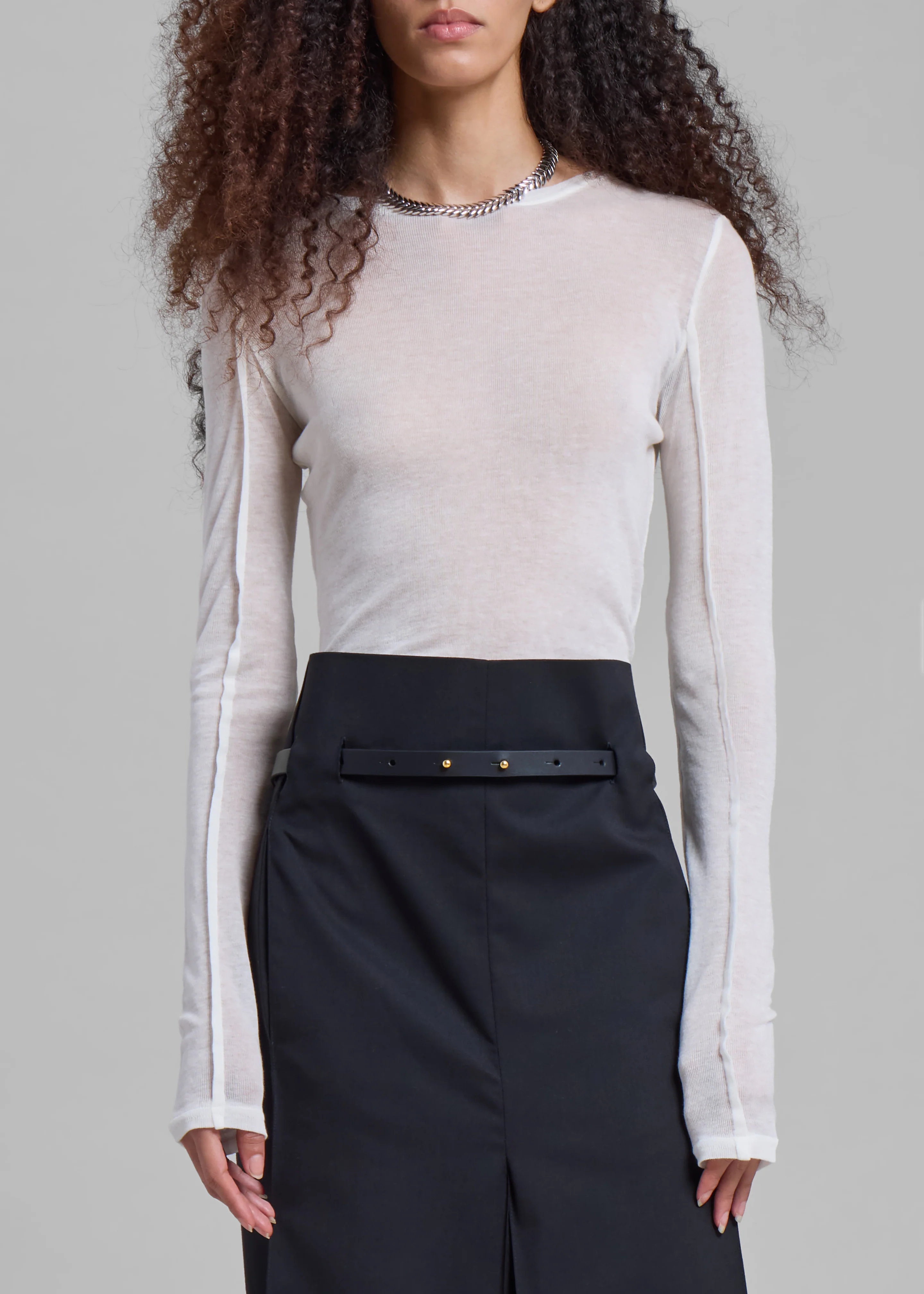 Mesa Sheer Long Sleeve Tee - White - Image 2