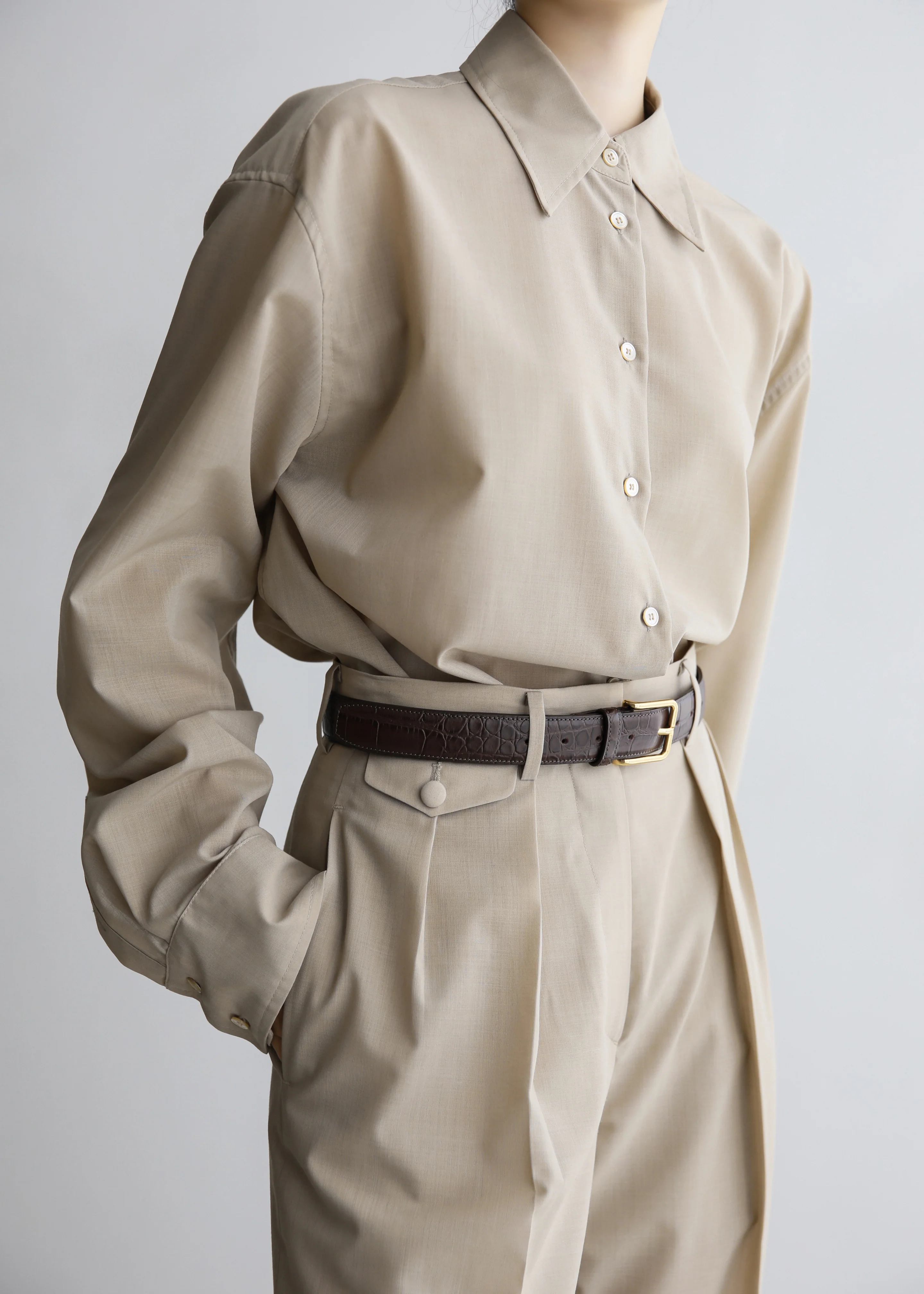 Meslay Sheer Shirt - Beige - Image 3