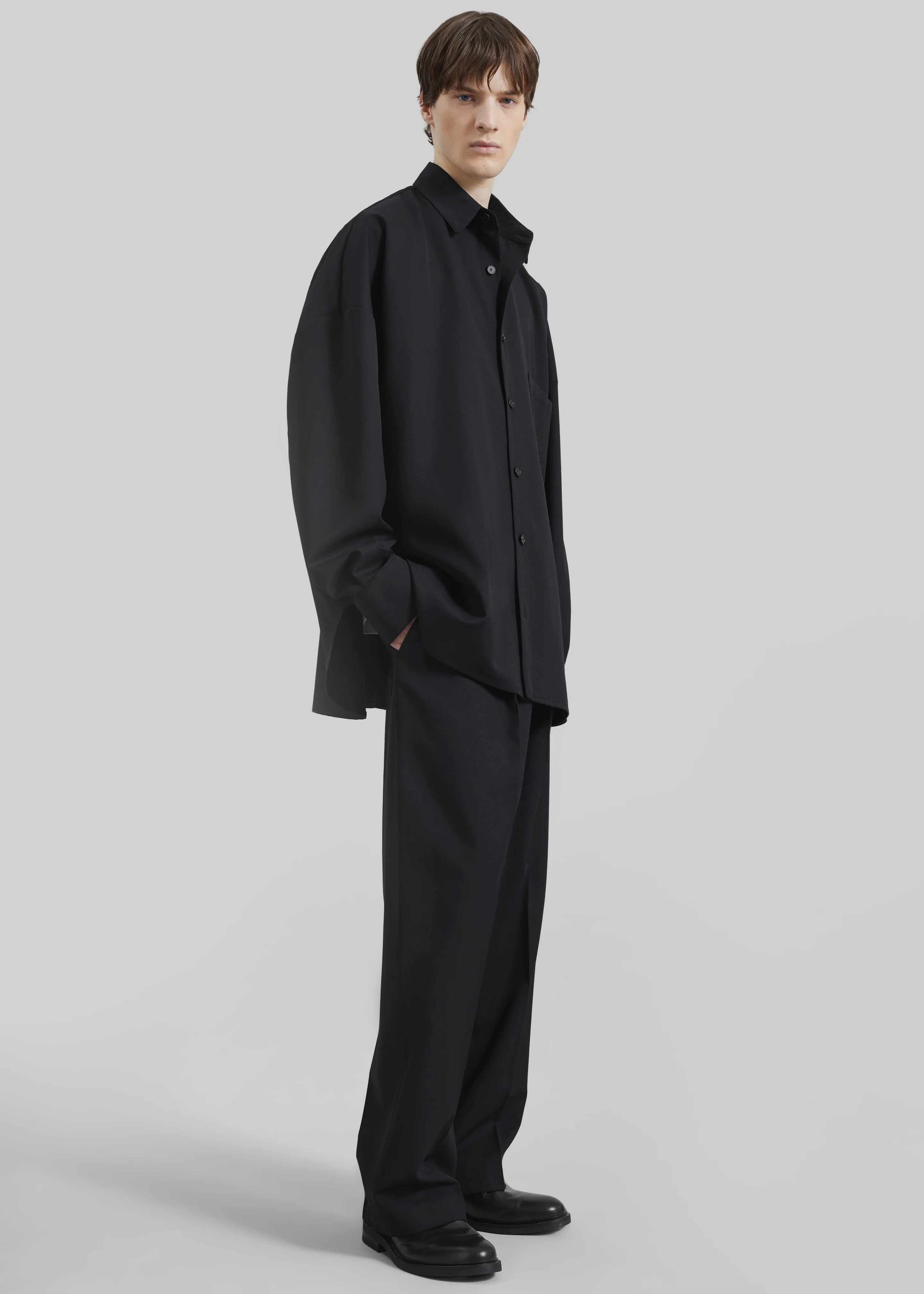 Milton Wool-Blend Shirt - Black - Image 6