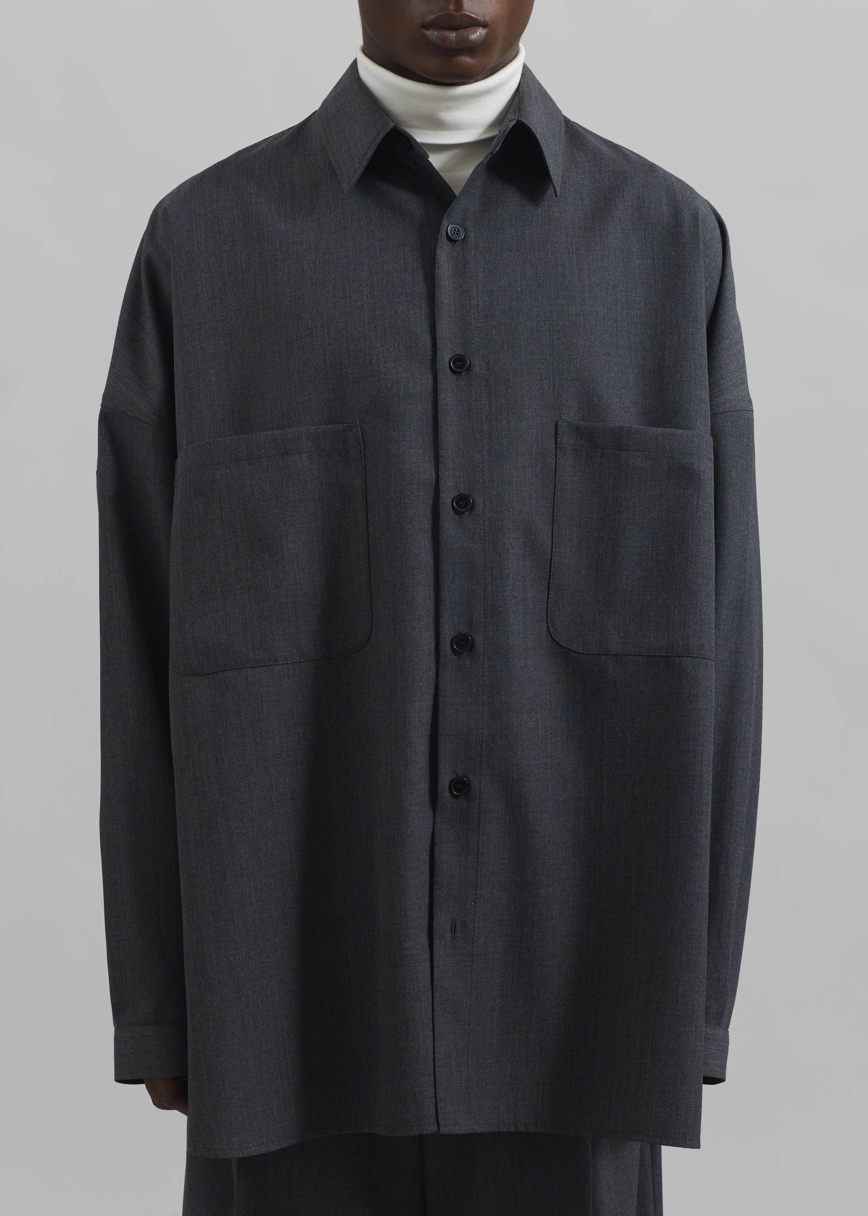 Milton Wool-Blend Shirt - Dark Grey - Image 4