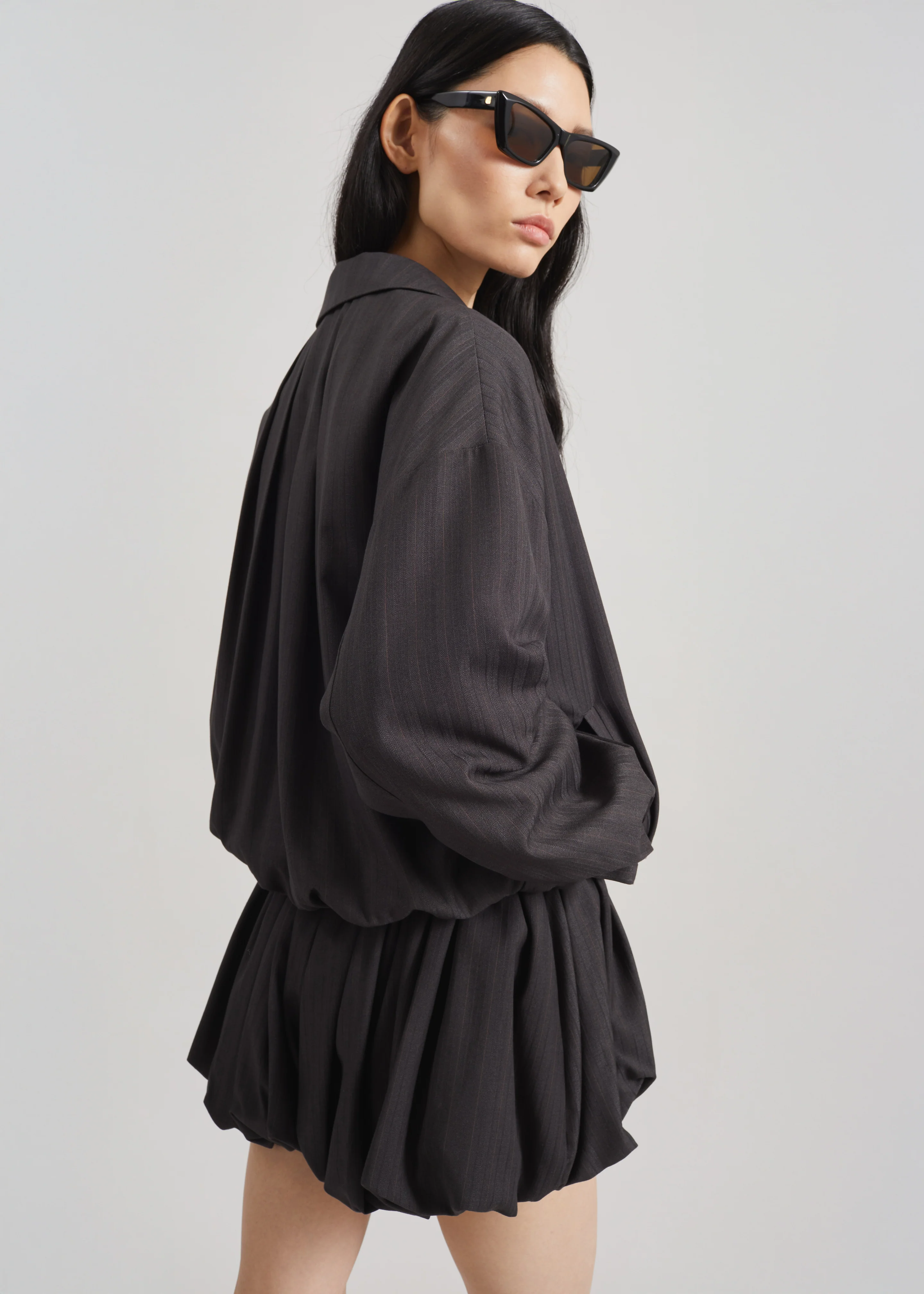Minori Blouson Jacket - Charcoal/White Pinstripe - Image 10