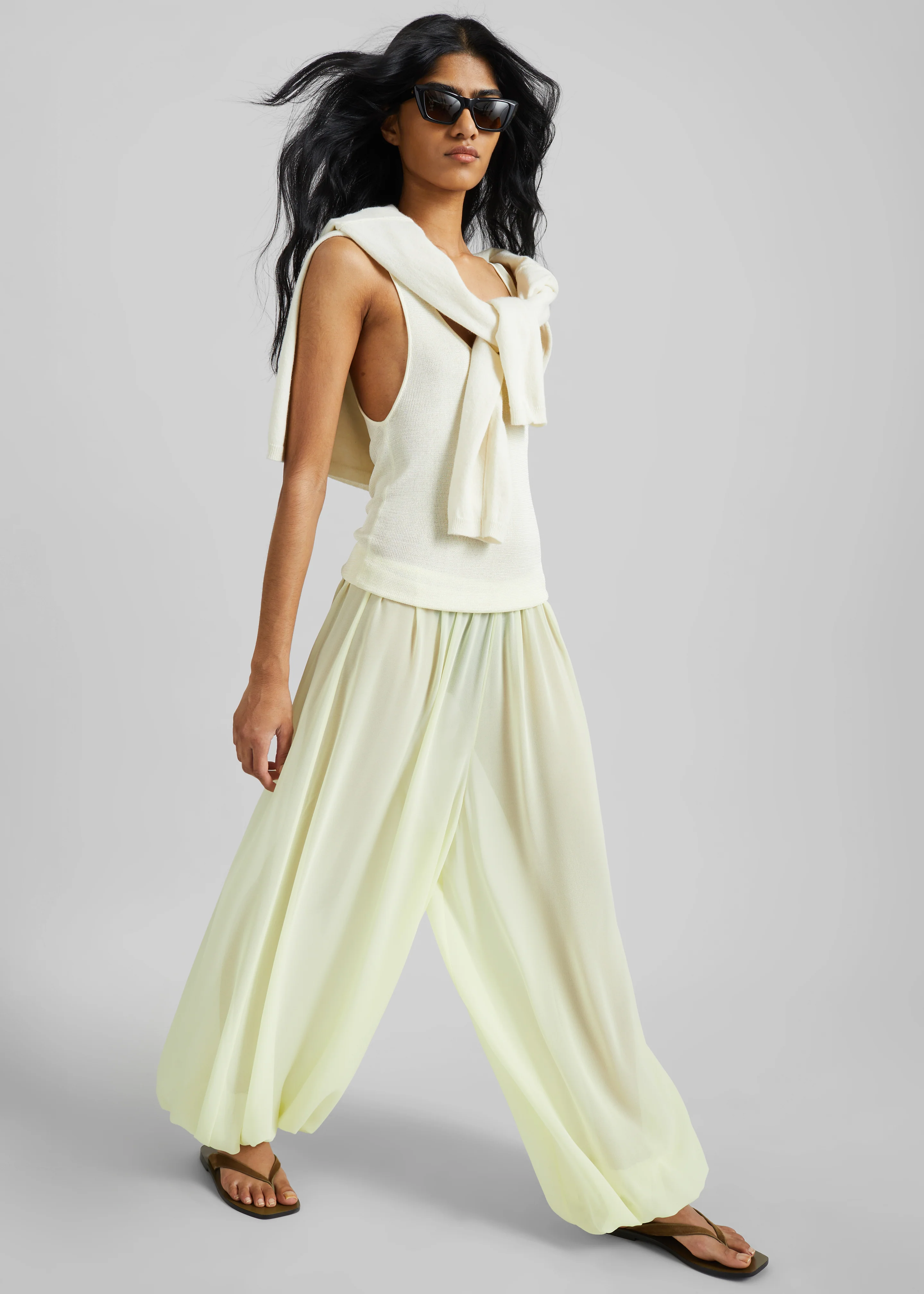 Mio Sheer Balloon Pants - Pale Yellow - Image 3