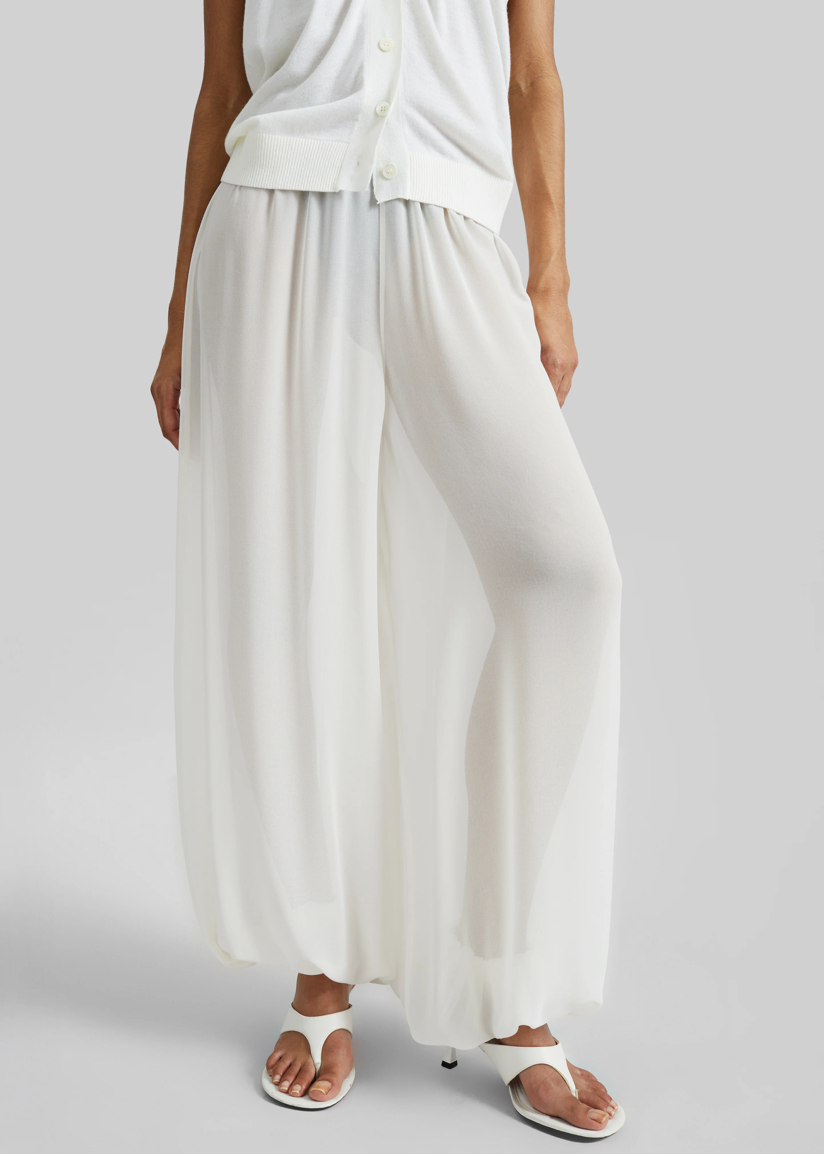 Mio Sheer Balloon Pants - White - Image 2