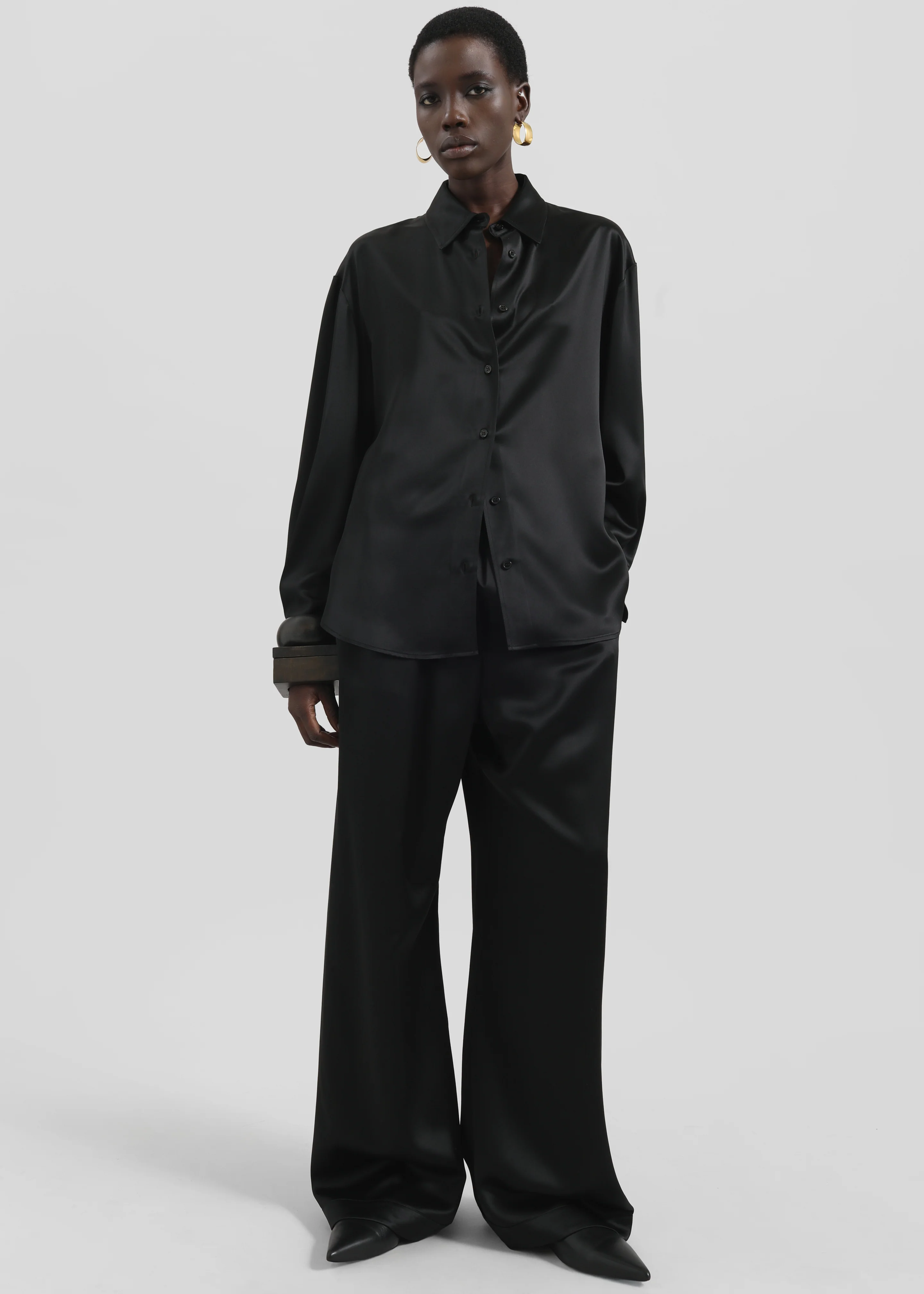 Mirca Satin Elastic Pants - Black - Image 5