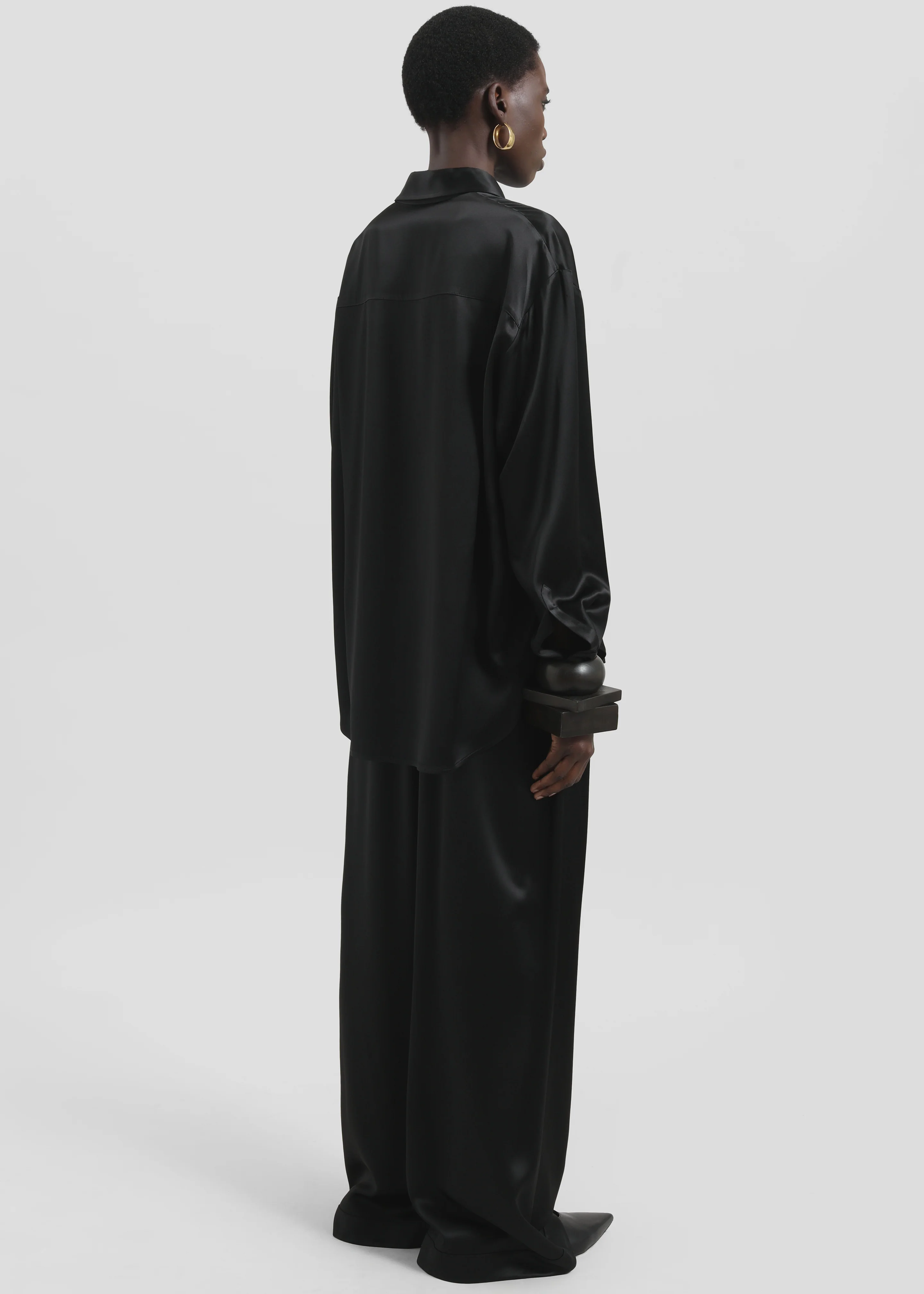 Mirca Satin Elastic Pants - Black - Image 6