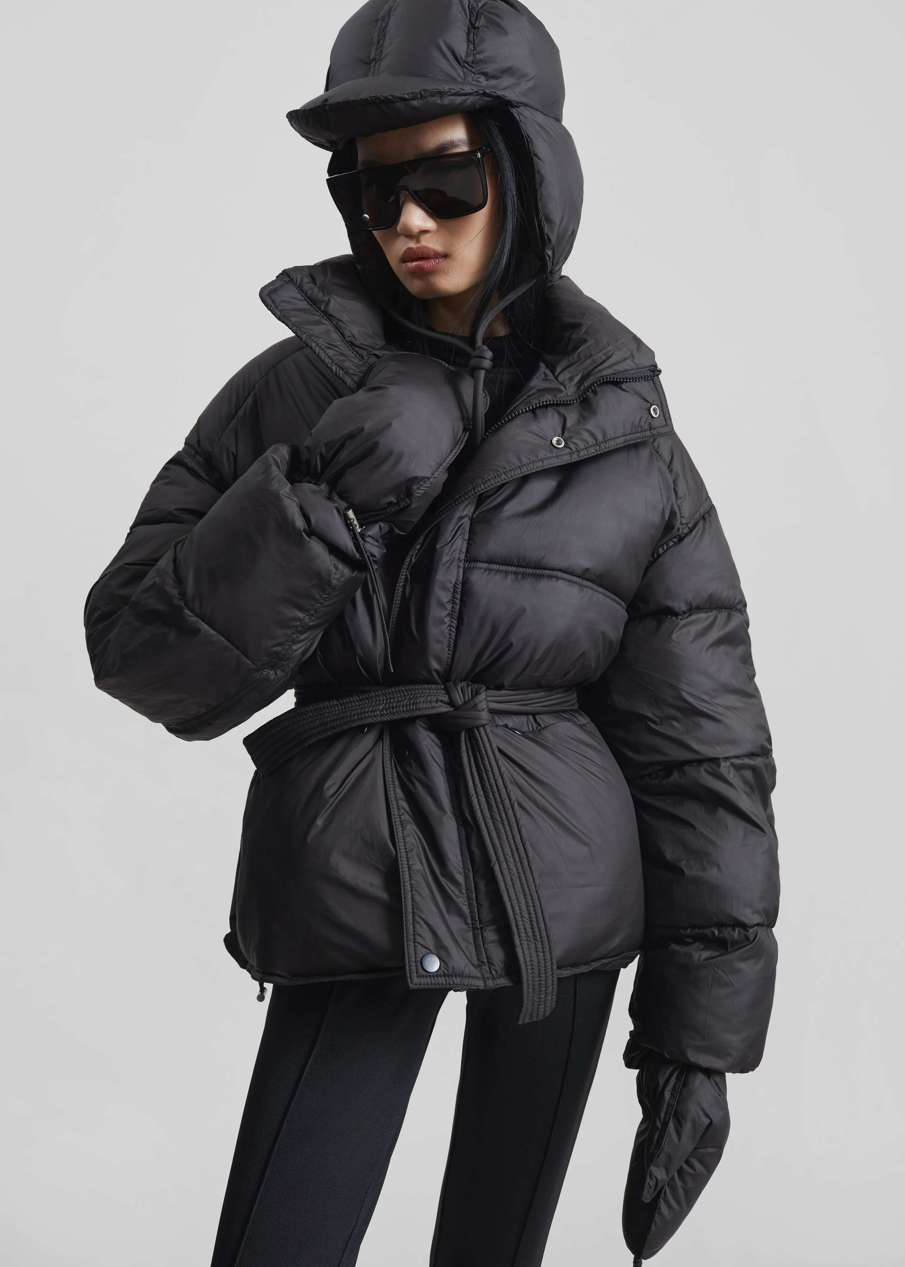 Moena Puffer Jacket & Accessories Set - Black - Image 5