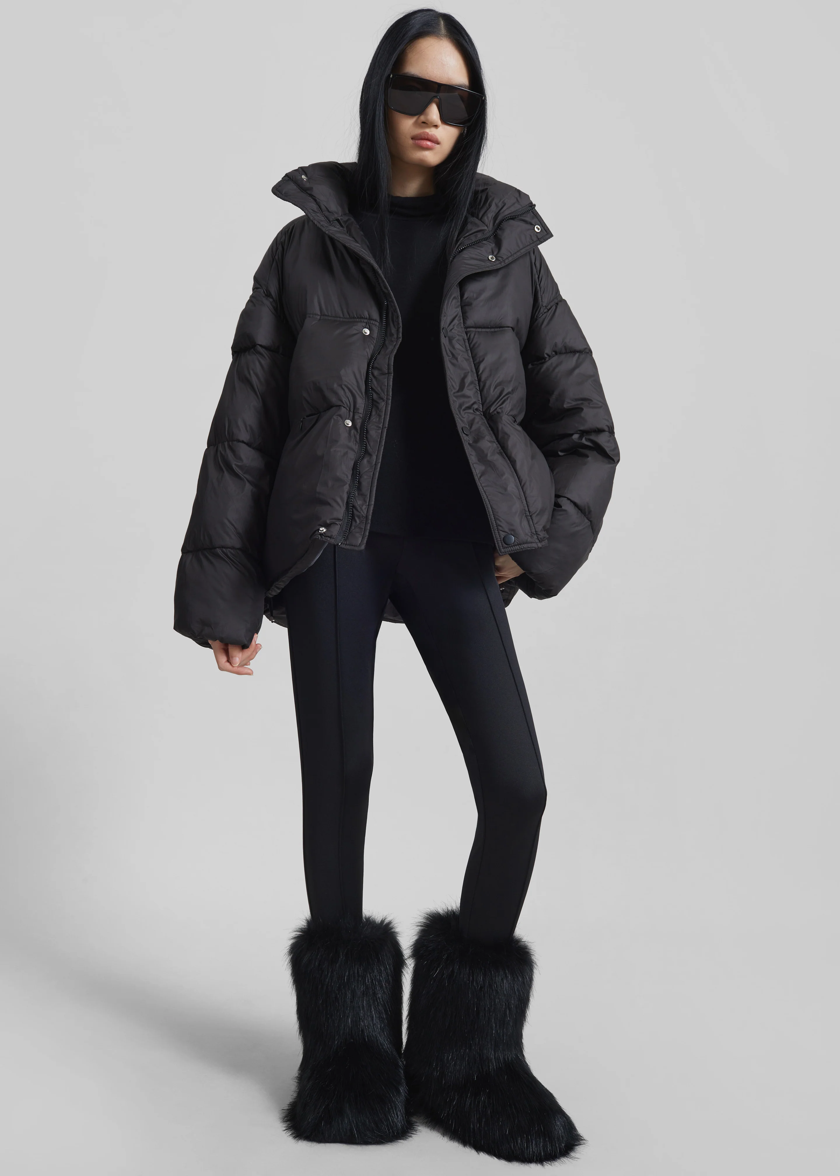 Moena Puffer Jacket & Accessories Set - Black - Image 6