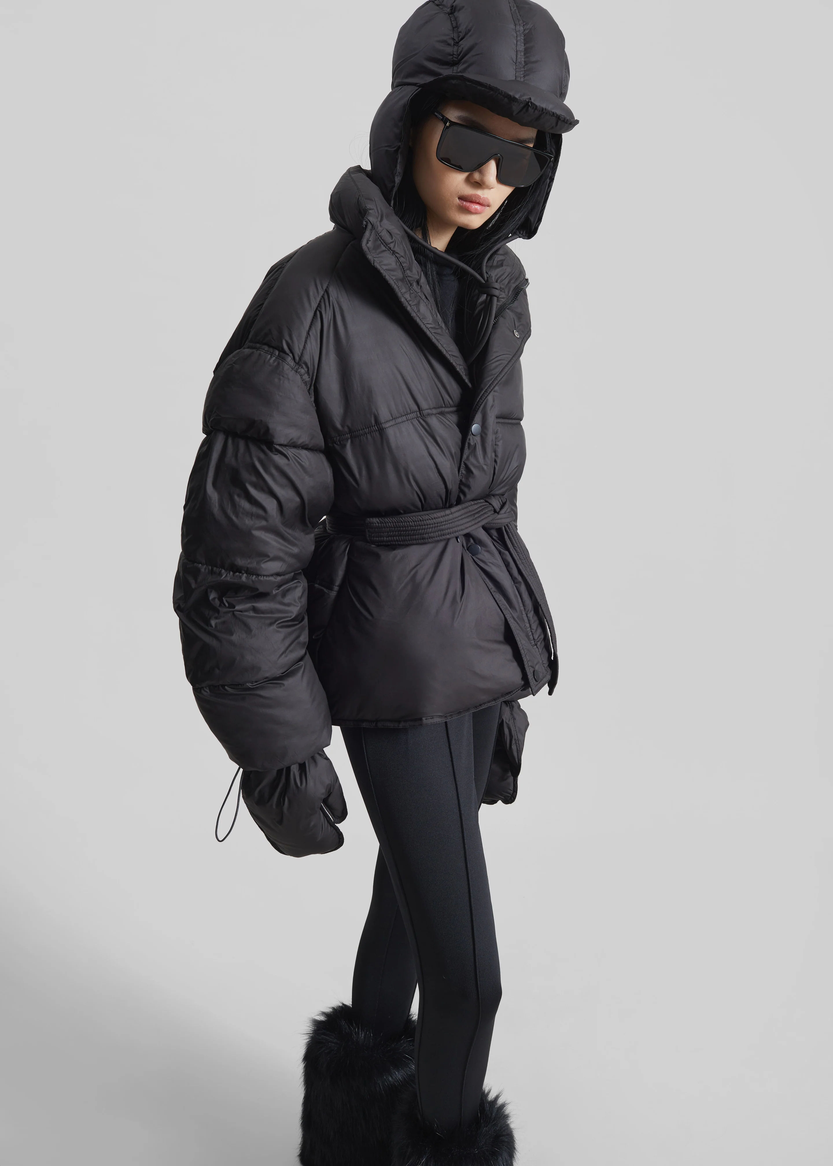 Moena Puffer Jacket & Accessories Set - Black - Image 7