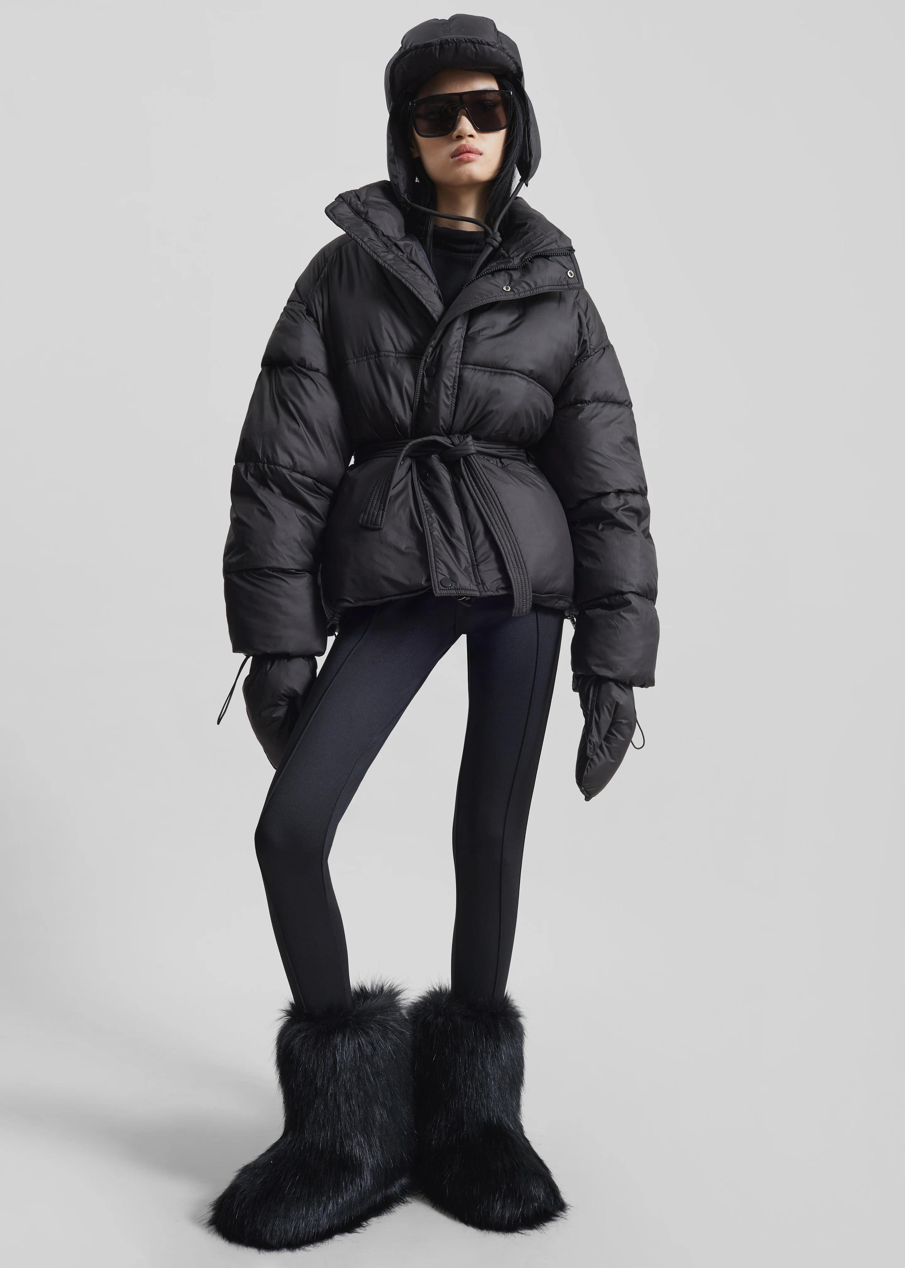 Moena Puffer Jacket & Accessories Set - Black - Image 8