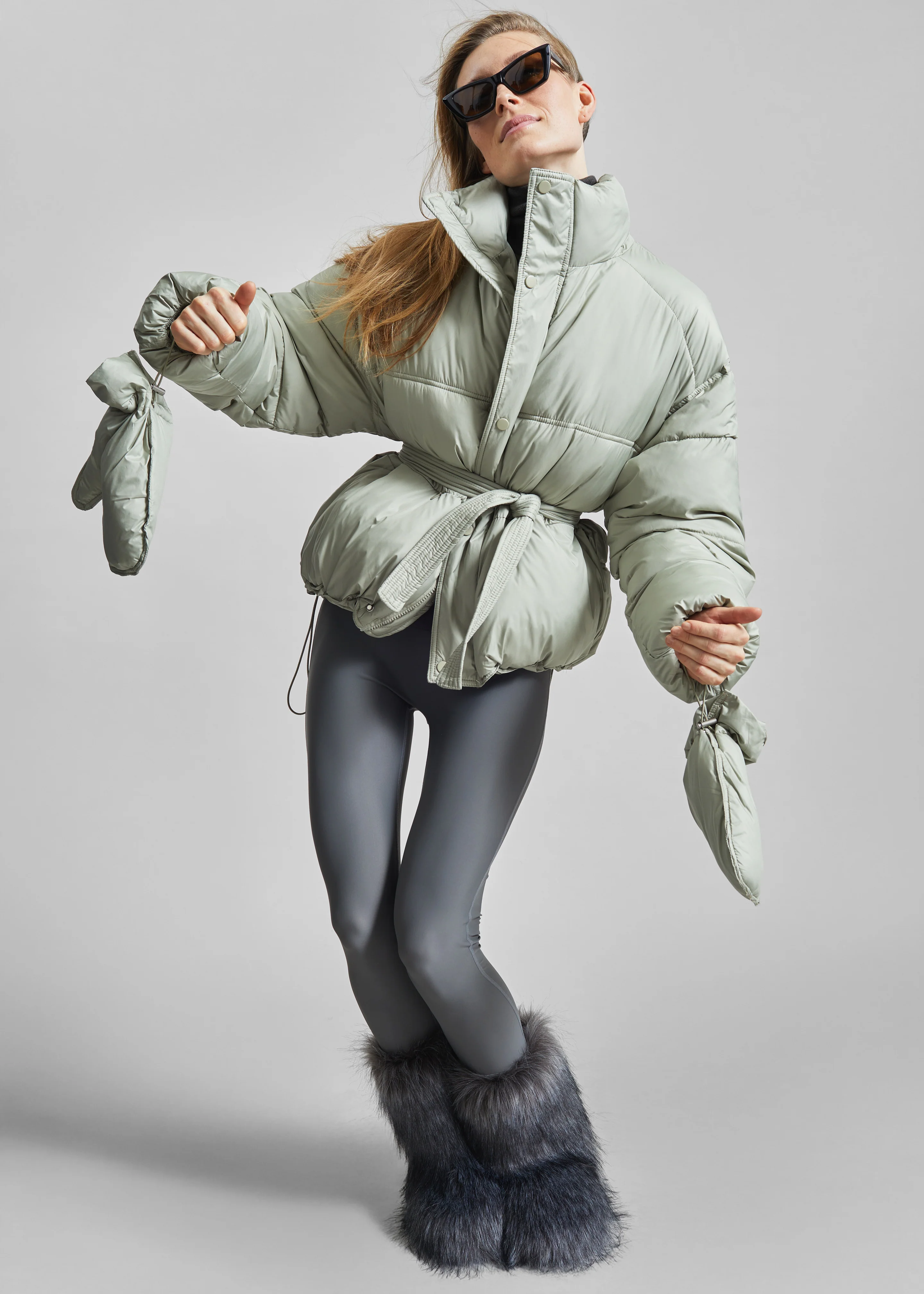 Moena Puffer Jacket & Accessories Set - Sage - Image 10