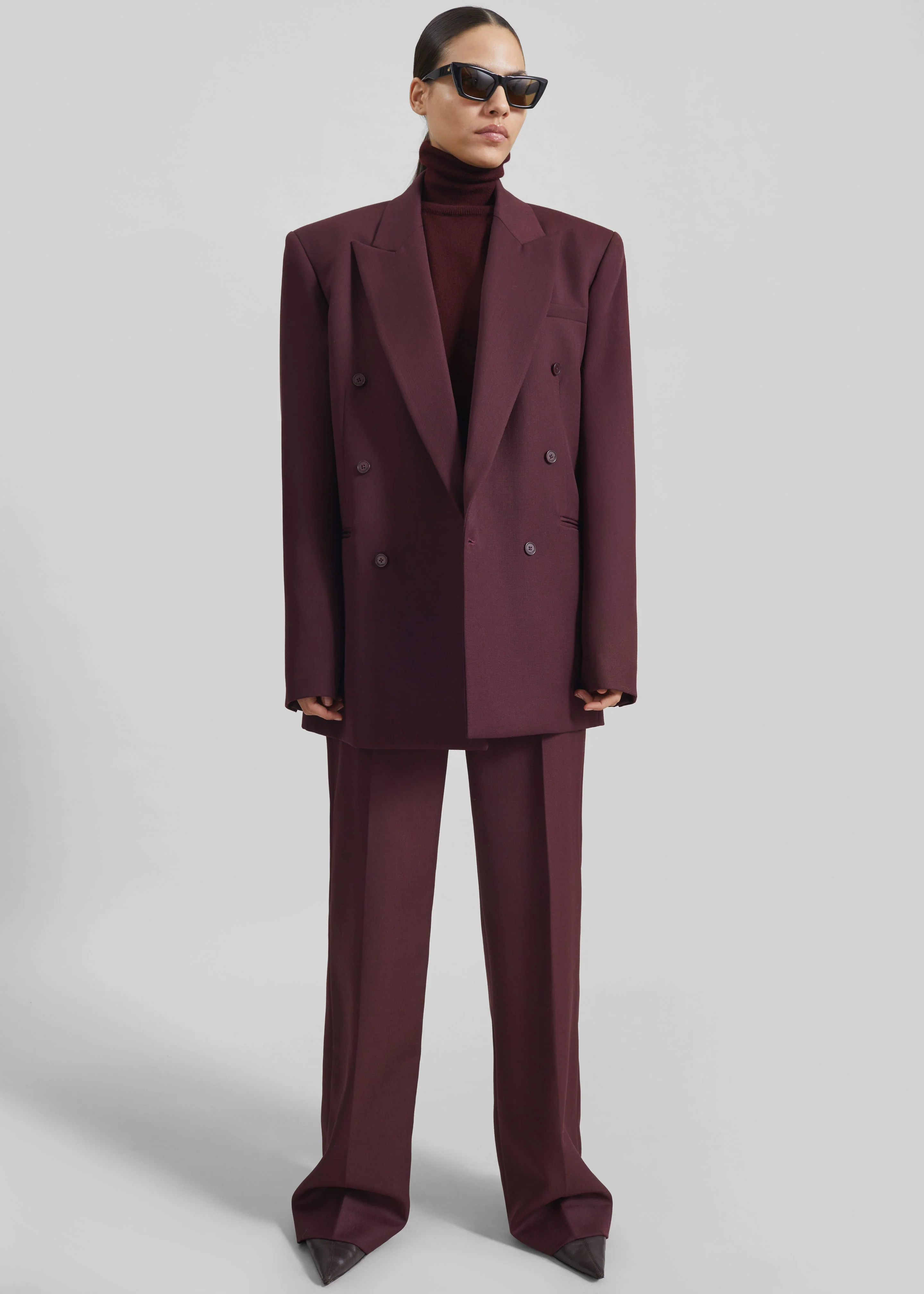 Monterey Structured Wool Blazer - Burgundy - Image 5
