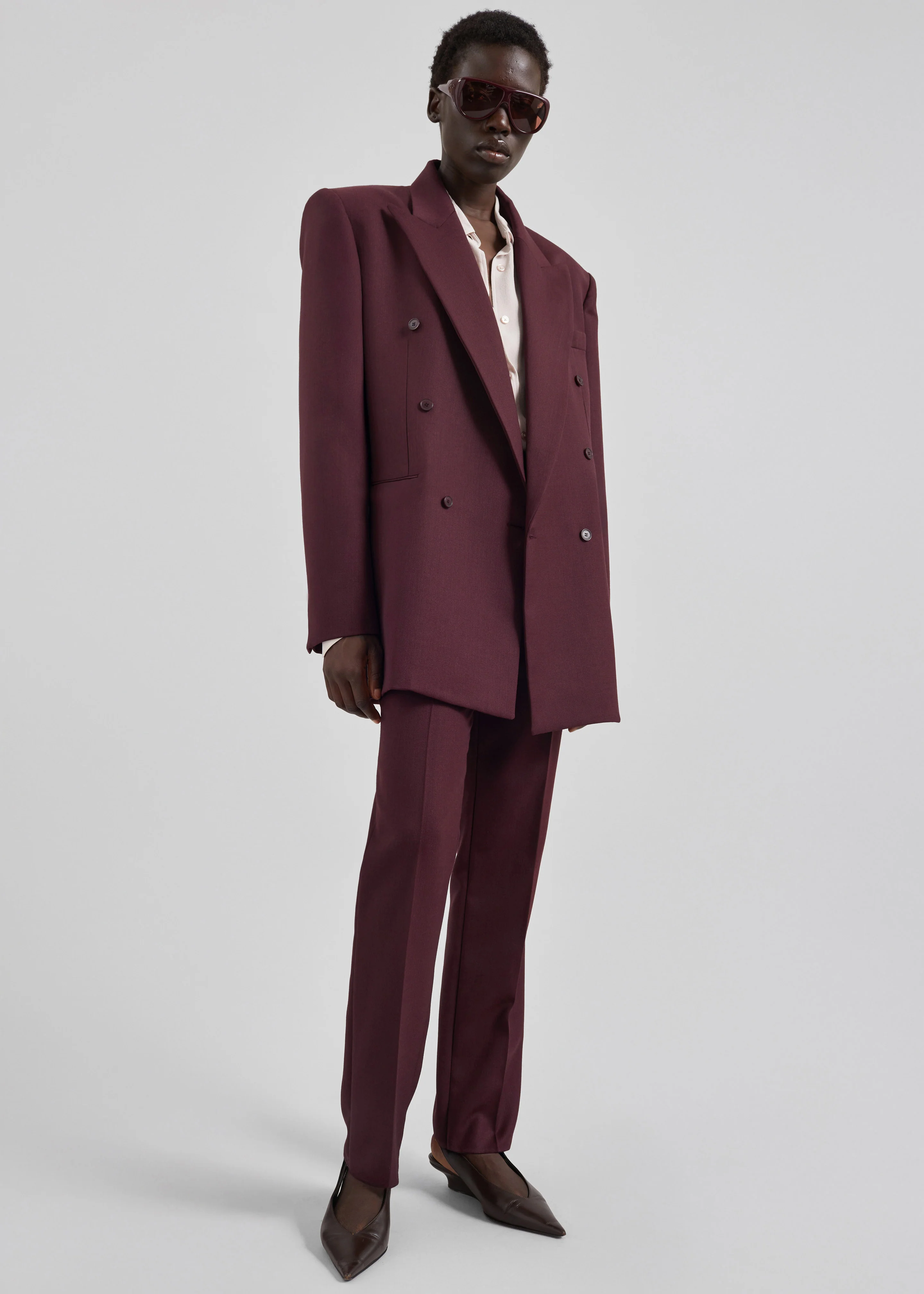 Monterey Structured Wool Blazer - Burgundy - Image 7