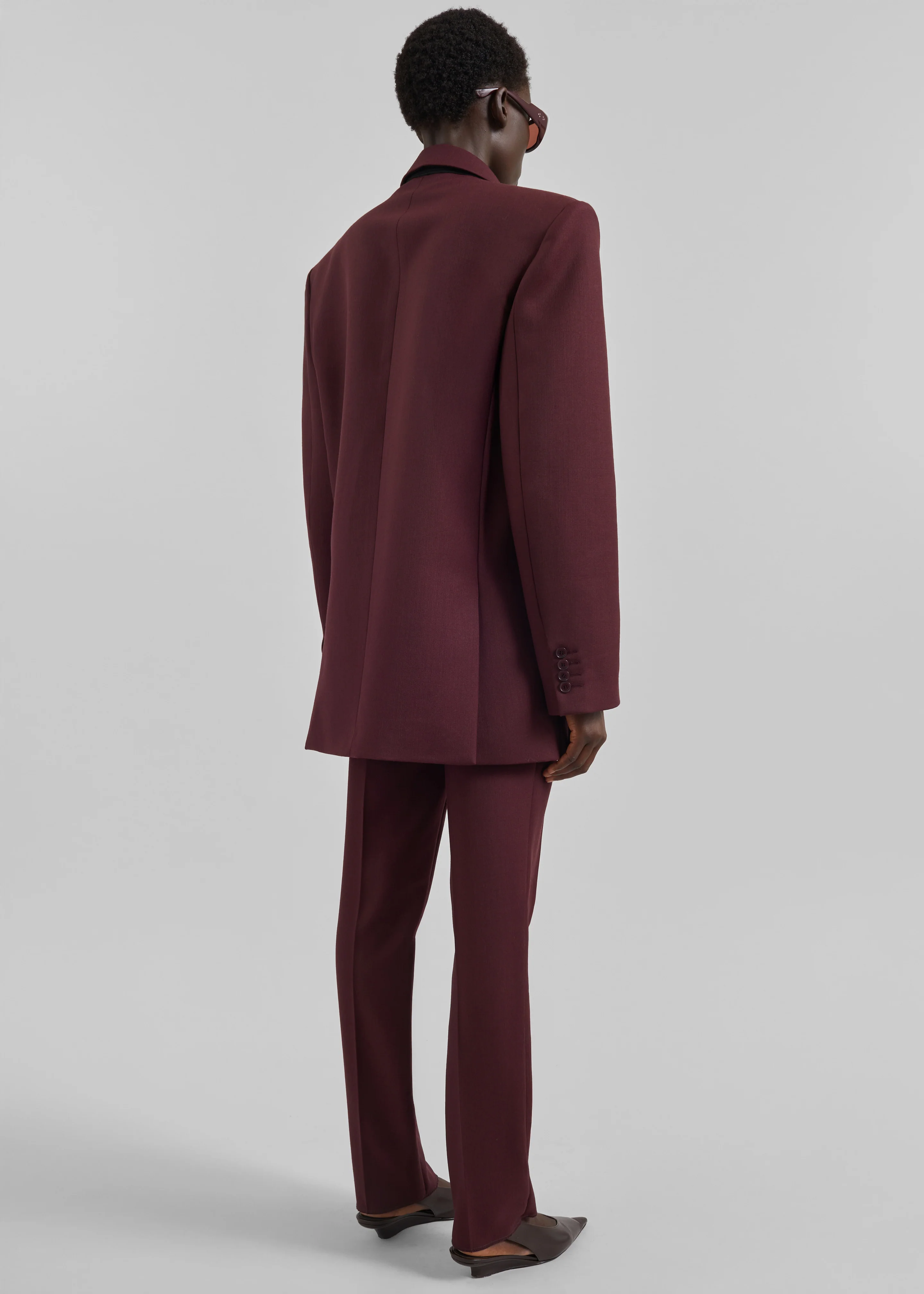 Monterey Structured Wool Blazer - Burgundy - Image 9