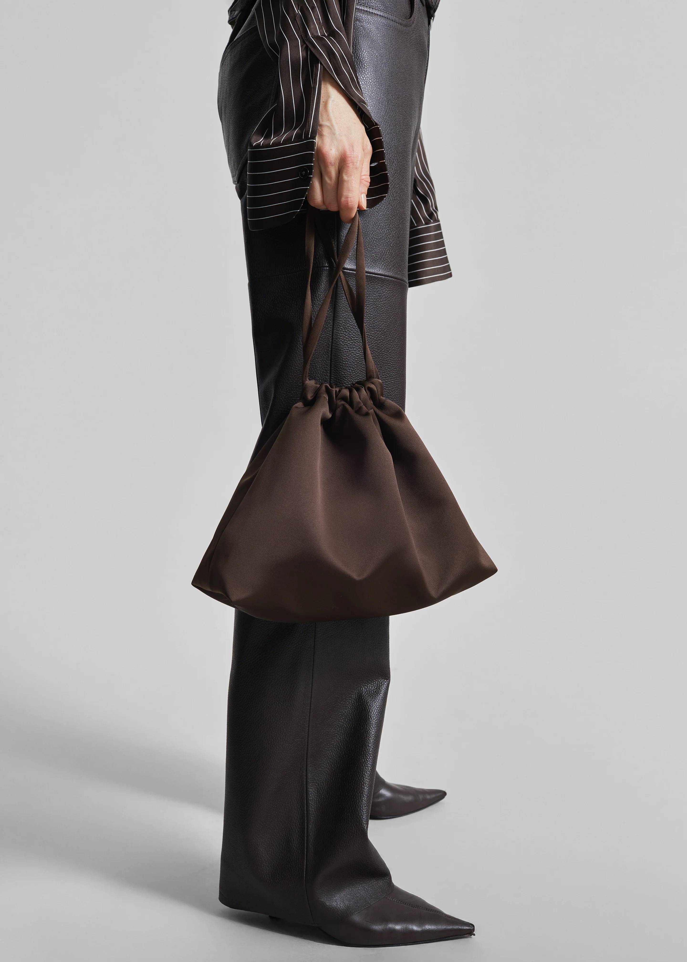 Morgan Satin Small Pouch - Brown - Image 6