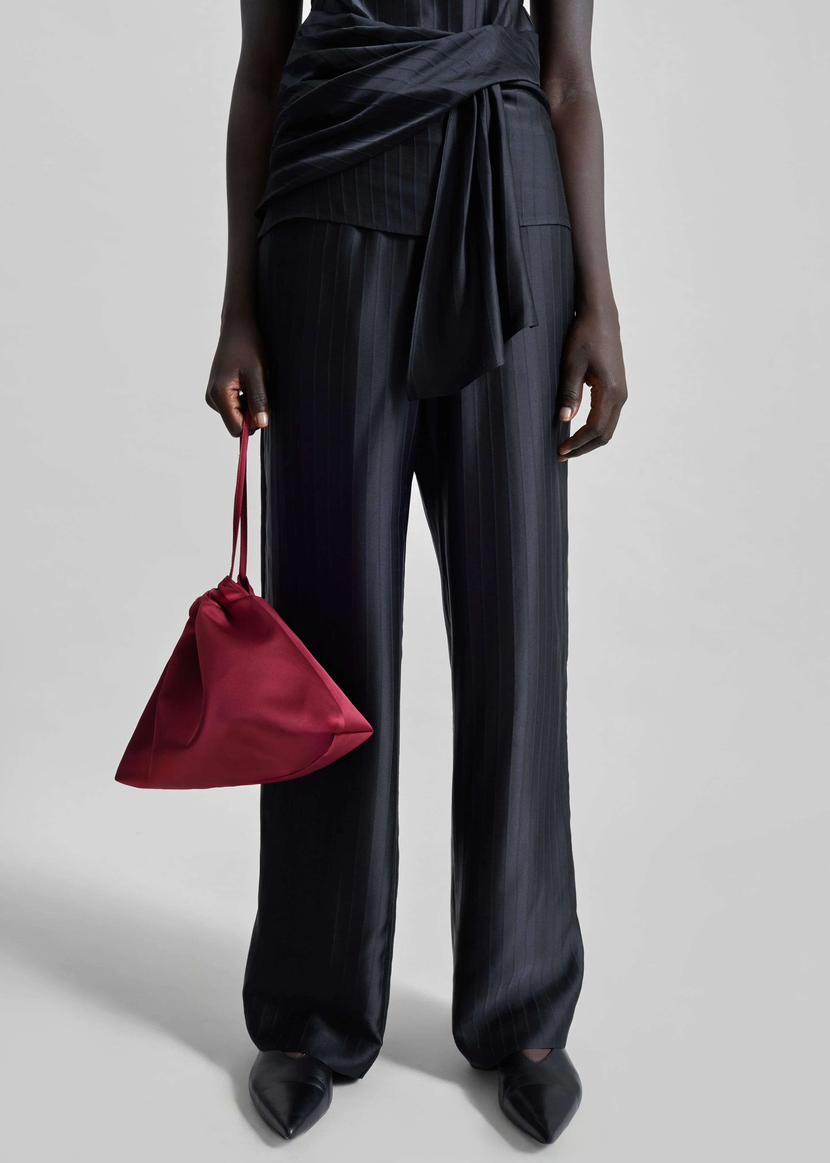 Morgan Satin Small Pouch - Burgundy - Image 2