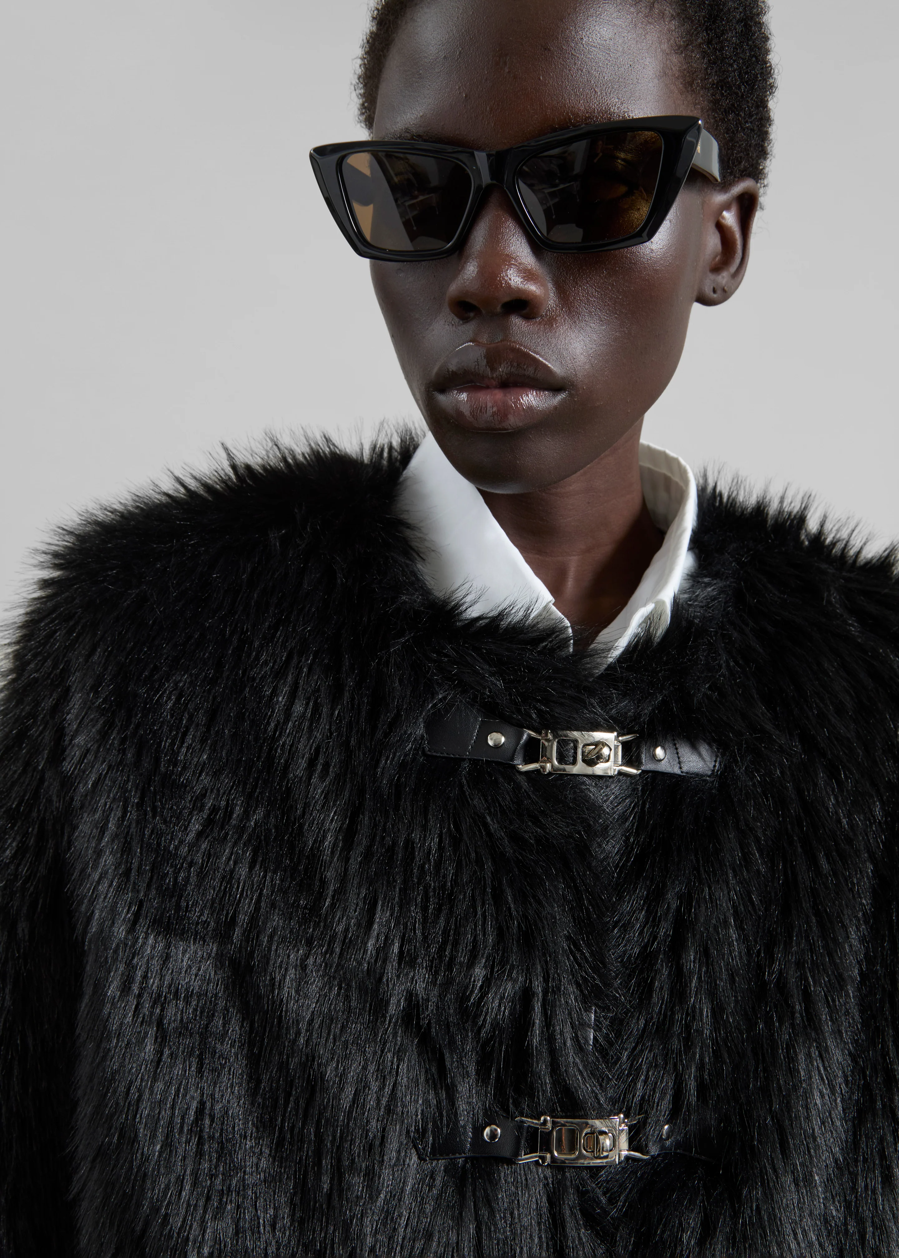 Moritz Faux Fur Buckle Jacket - Black - Image 6