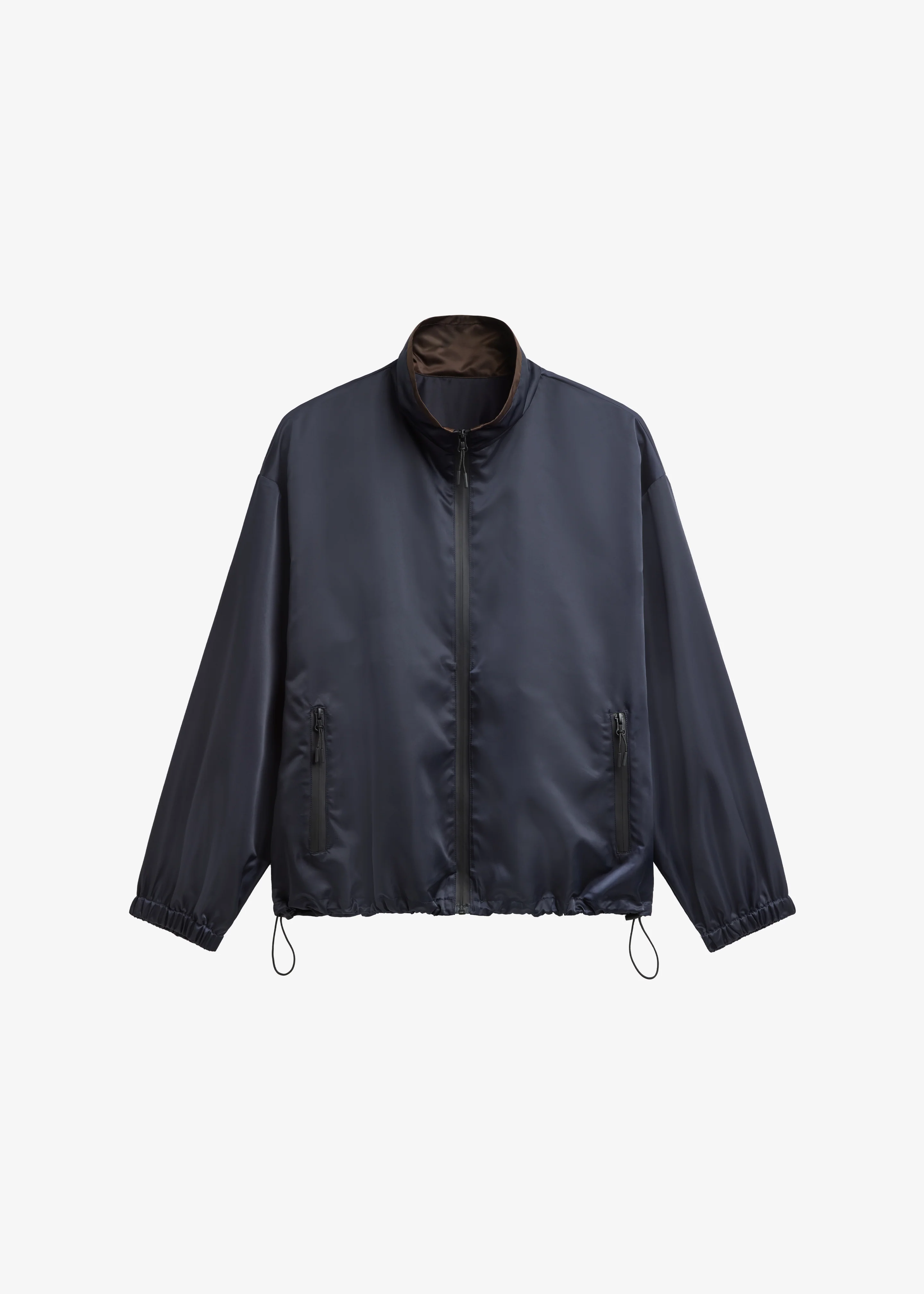 Munich Contrast Collar Zip-Up Jacket - Navy - Image 9